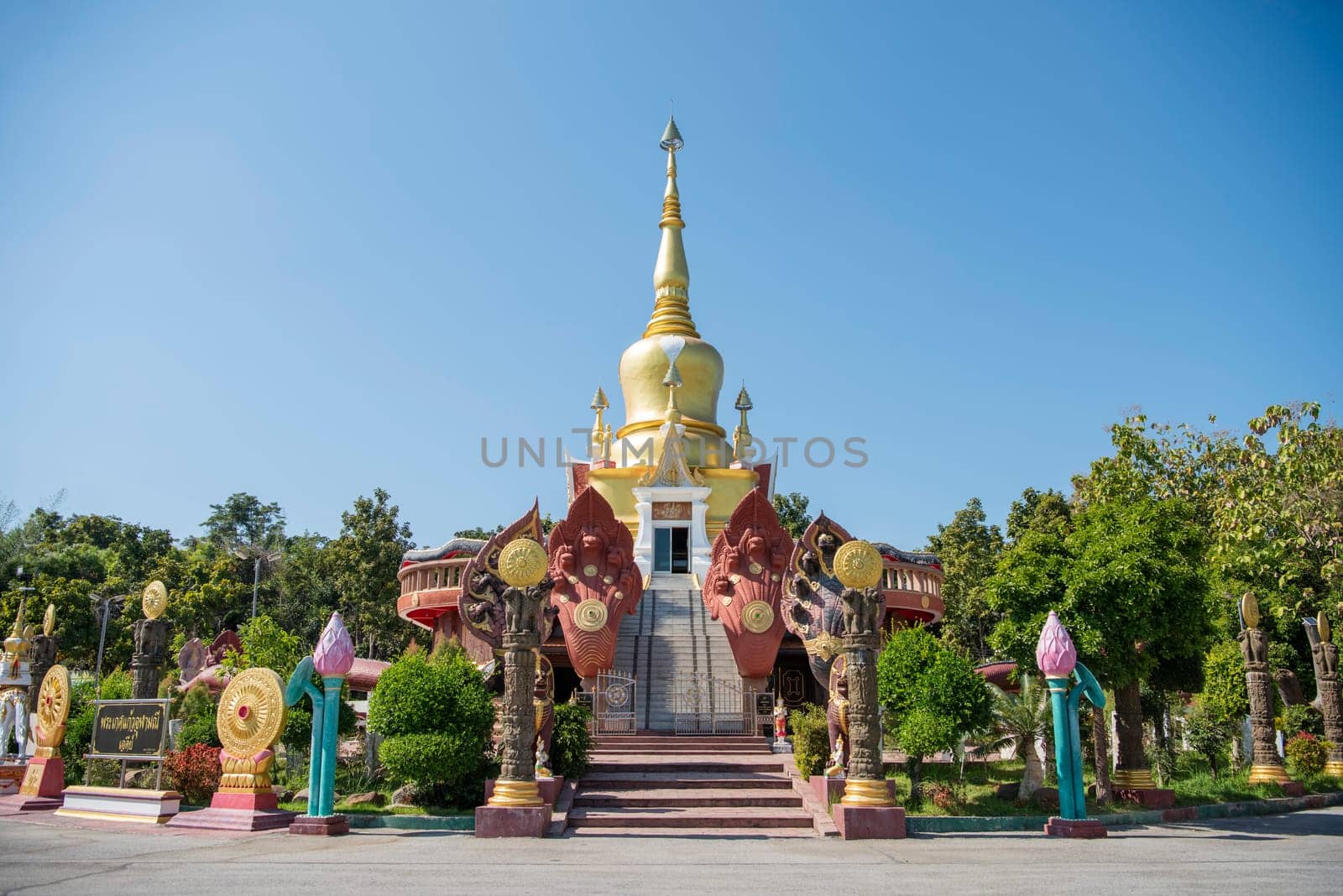 the Chedi at Wat Pa Kittiyanusorn in Amphoe Phu Wiang in  Province of Khon Kaen in Thailand. Thailand, Khon Kaen, December, 6, 2024
