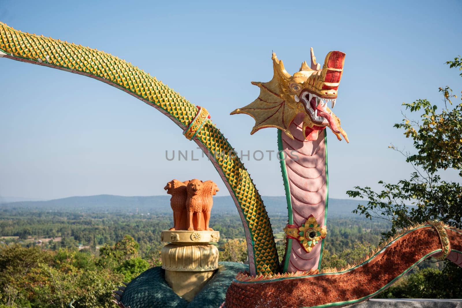 View at Wat Tham Pha Keung in Amphoe Phu Wiang in  Province of Khon Kaen in Thailand. Thailand, Khon Kaen, December, 6, 2024
