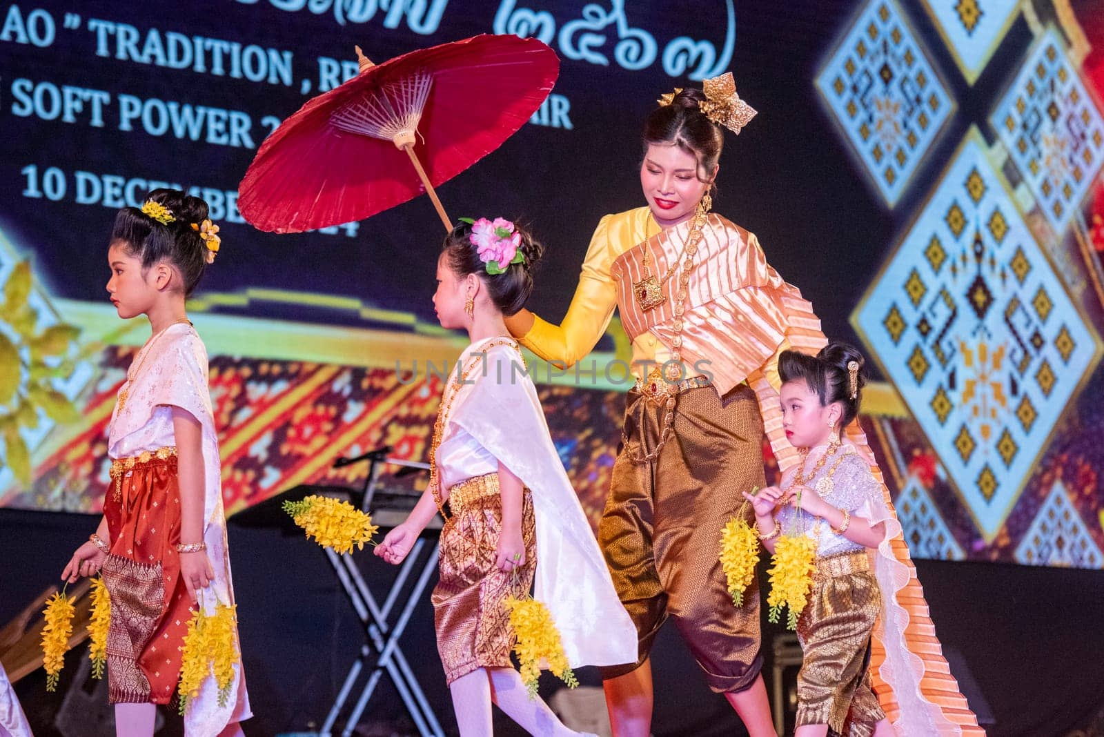 Traditional Thai Dance at Silk Fair in City Centre of Khon Kaen Province Khon Kaen in Thailand. Thailand, Khon Kaen, December, 4, 2024