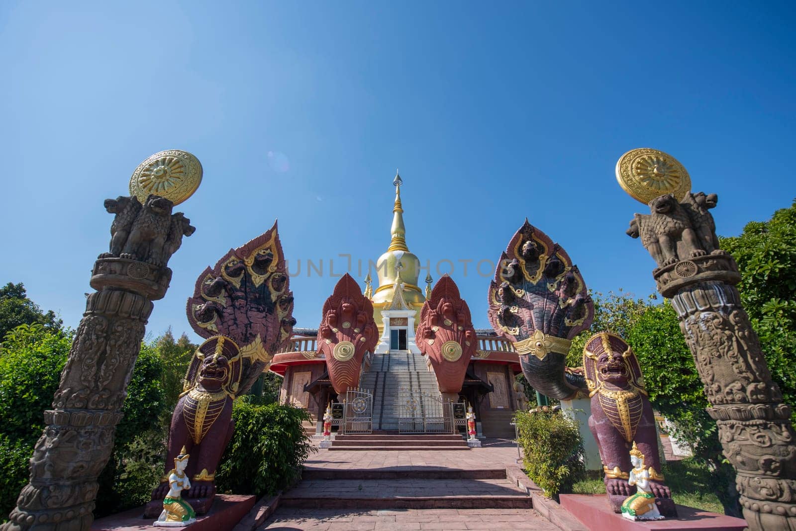the Chedi at Wat Pa Kittiyanusorn in Amphoe Phu Wiang in  Province of Khon Kaen in Thailand. Thailand, Khon Kaen, December, 6, 2024