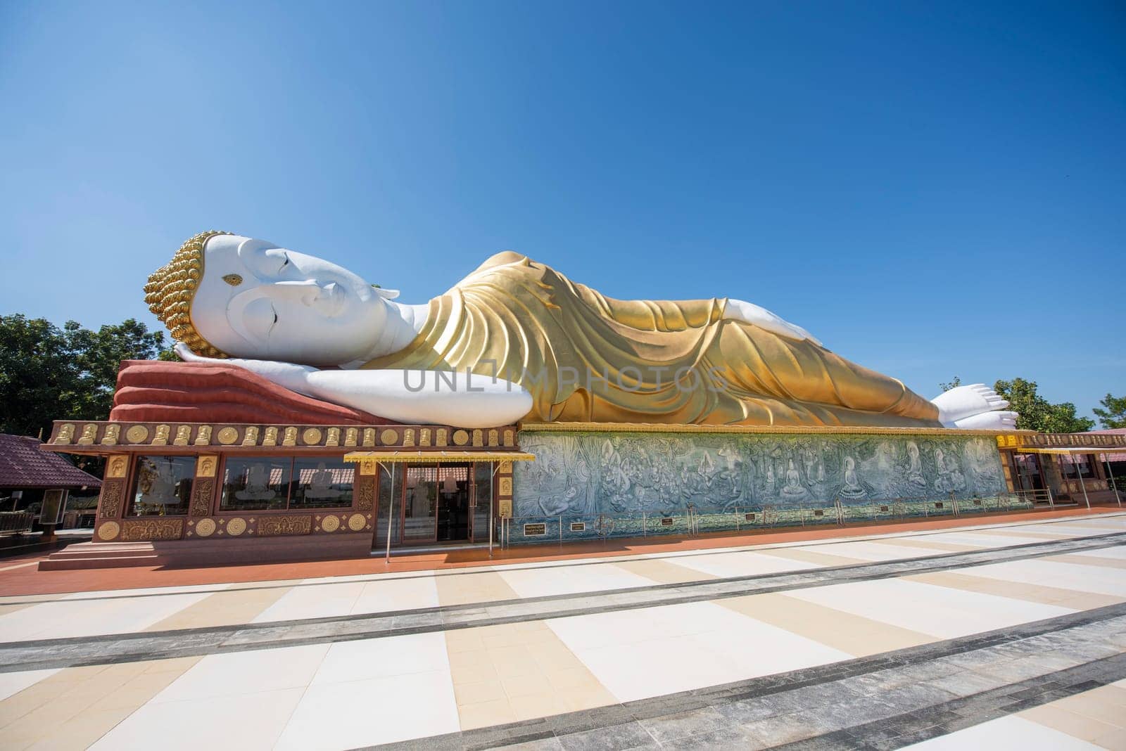Reclining Buddha at Wat Pa Kittiyanusorn in Amphoe Phu Wiang in  Province of Khon Kaen in Thailand. Thailand, Khon Kaen, December, 6, 2024