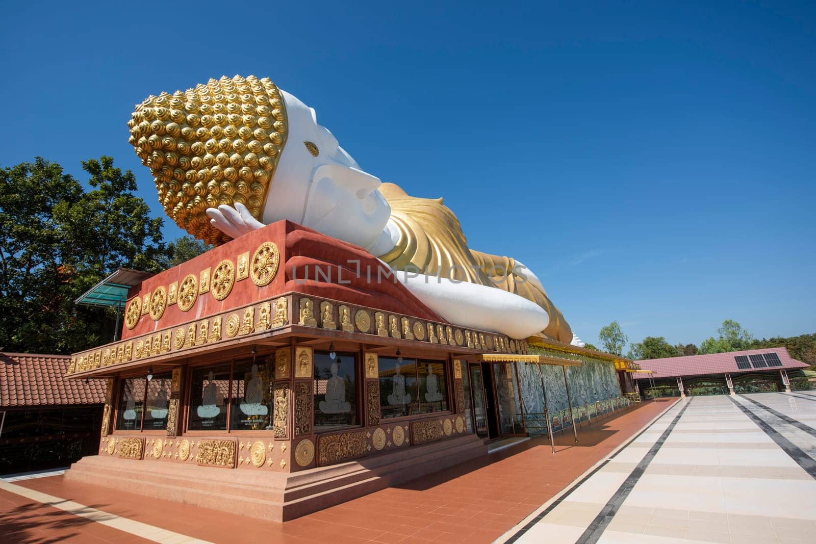 Reclining Buddha at Wat Pa Kittiyanusorn in Amphoe Phu Wiang in  Province of Khon Kaen in Thailand. Thailand, Khon Kaen, December, 6, 2024