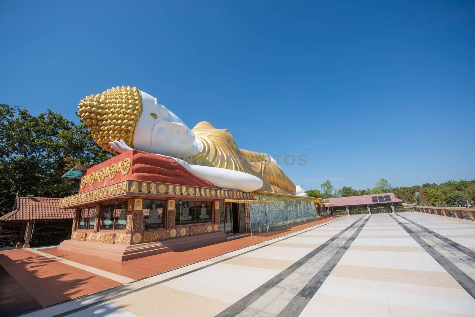 Reclining Buddha at Wat Pa Kittiyanusorn in Amphoe Phu Wiang in  Province of Khon Kaen in Thailand. Thailand, Khon Kaen, December, 6, 2024