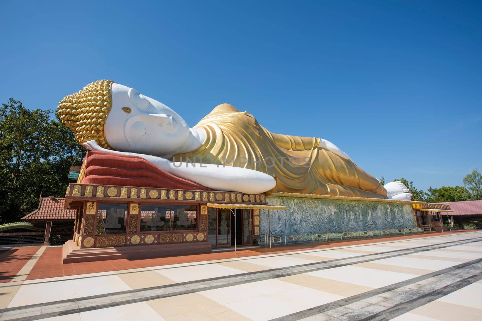 Reclining Buddha at Wat Pa Kittiyanusorn in Amphoe Phu Wiang in  Province of Khon Kaen in Thailand. Thailand, Khon Kaen, December, 6, 2024