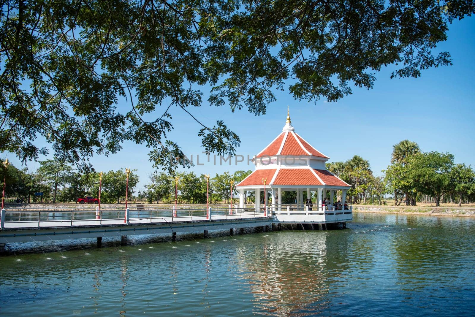 Park at Wat Phrathat Kham Kaen in the Province of Khon Kaen in Thailand. Thailand, Khon Kaen, December, 8, 2024