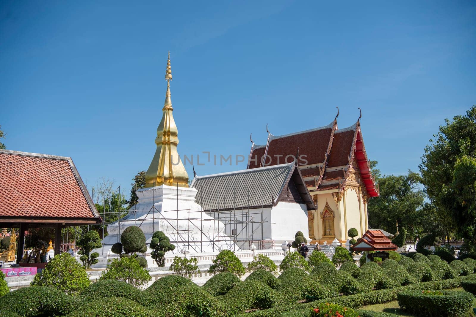Wat Phrathat Kham Kaen in the Province of Khon Kaen in Thailand. Thailand, Khon Kaen, December, 8, 2024