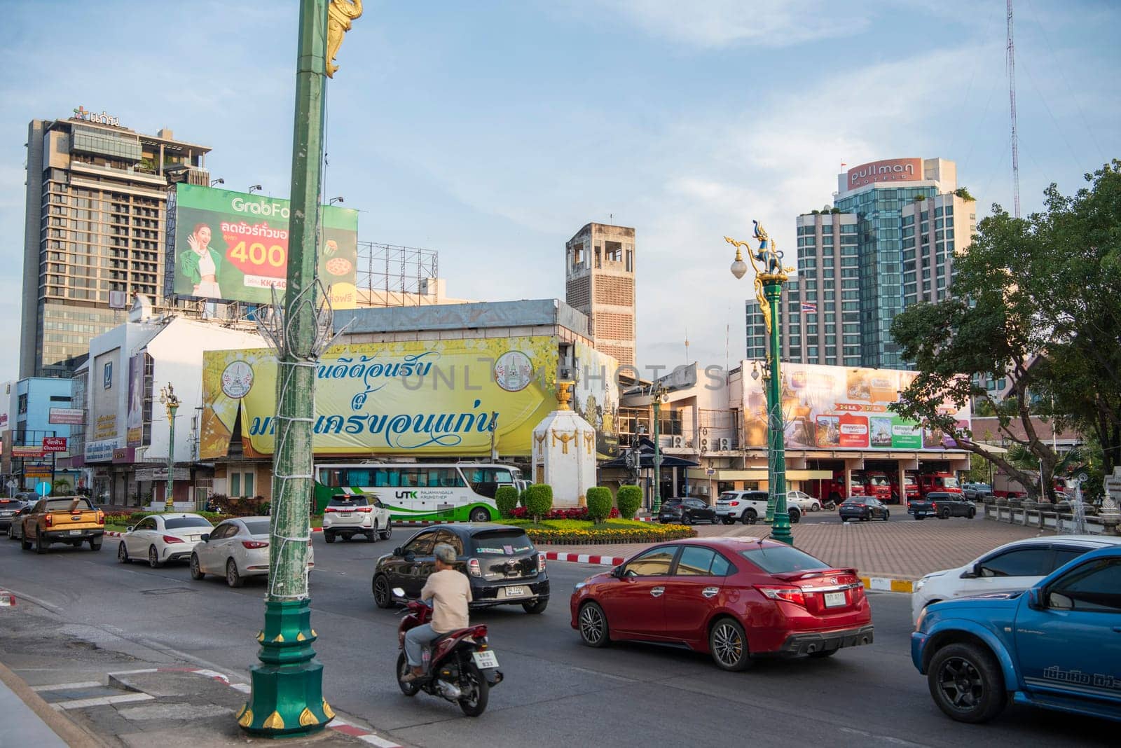 a roundabout in the in City Centre of Khon Kaen and Province Khon Kaen in Thailand. Thailand, Khon Kaen, December, 8, 2024