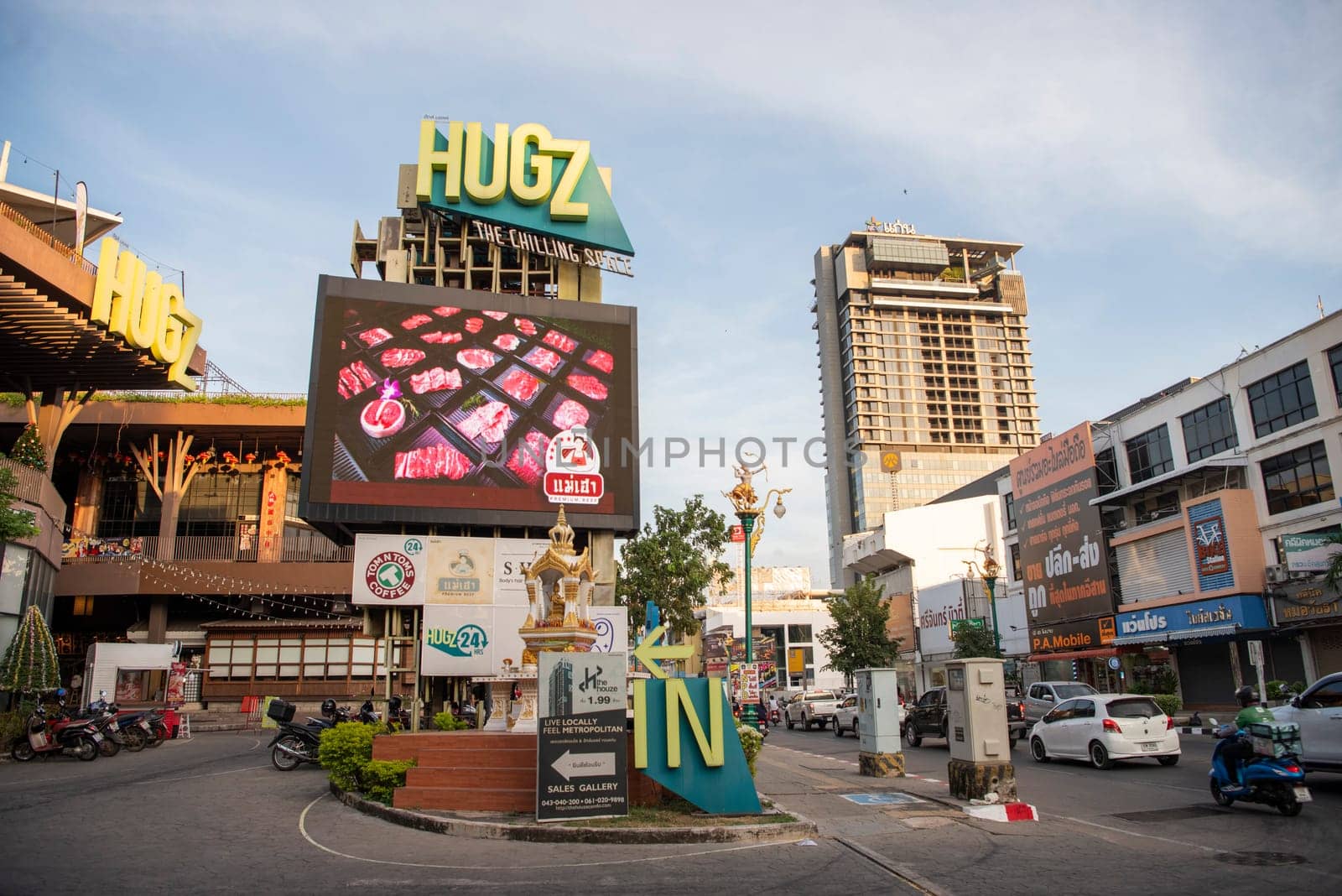 a road in the in City Centre of Khon Kaen and Province Khon Kaen in Thailand. Thailand, Khon Kaen, December, 8, 2024