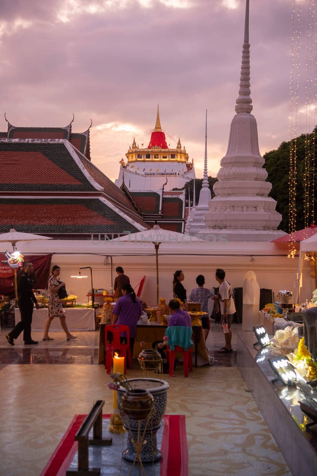 Ceremony on Golden Mount at Wat Saket Festival Fair in Banglamphu in Bangkok in Thailand.  Thailand, Bangkok, November, 8, 2024.