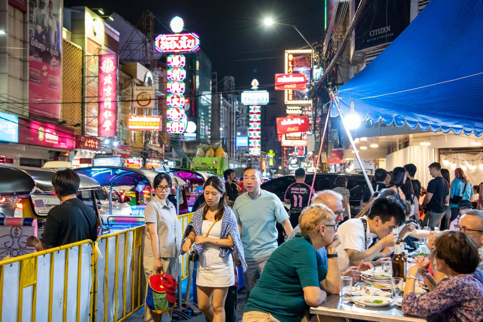 People at Night Streetmarket on Yaowarat Road in Chinatown in City of Bangkok in Thailand.  Thailand, Bangkok, November, 4, 2024.