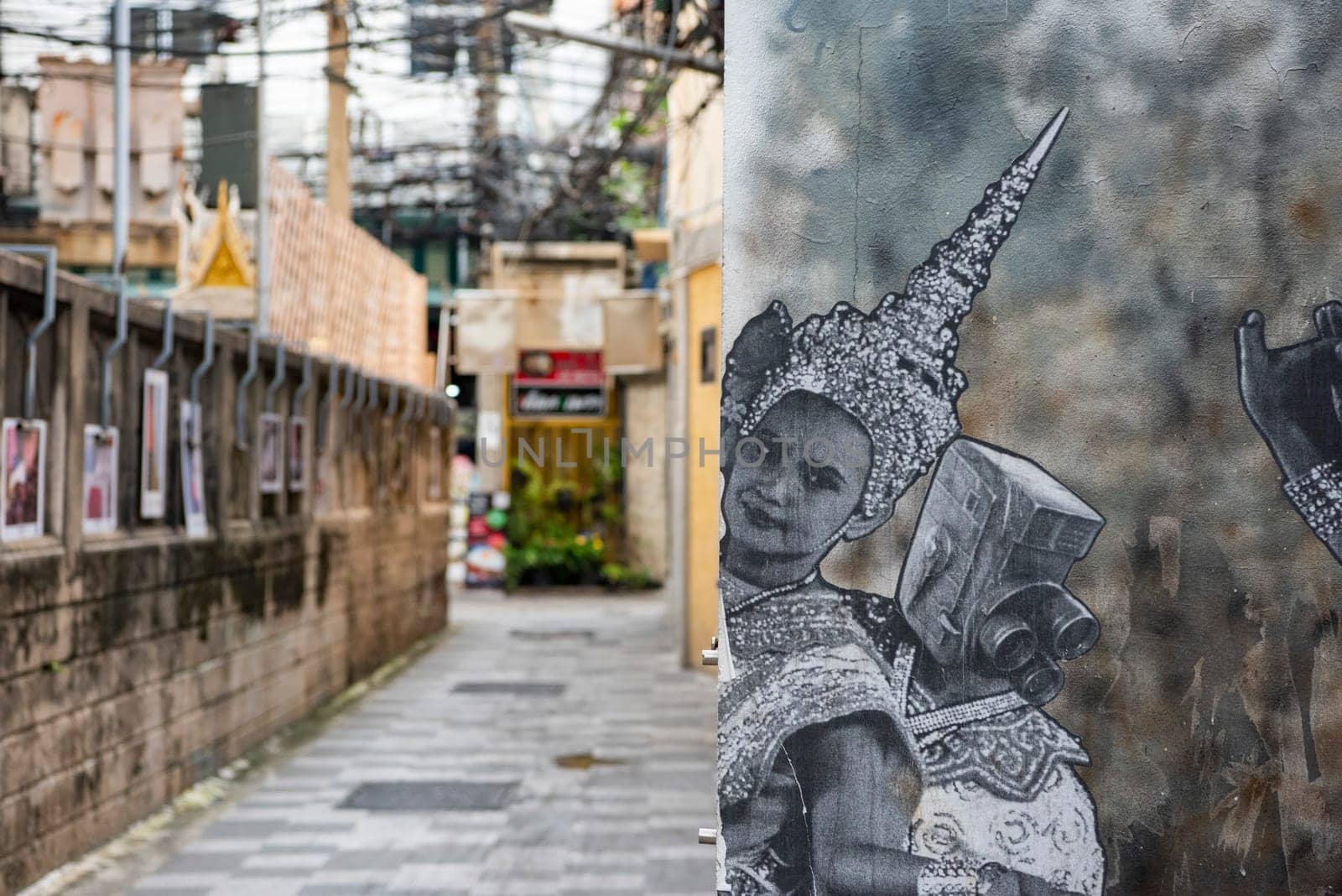 Street art and Paintings on a alley in Talat Noi at China Town in City of Bangkok in Thailand.  Thailand, Bangkok, November, 5, 2024.