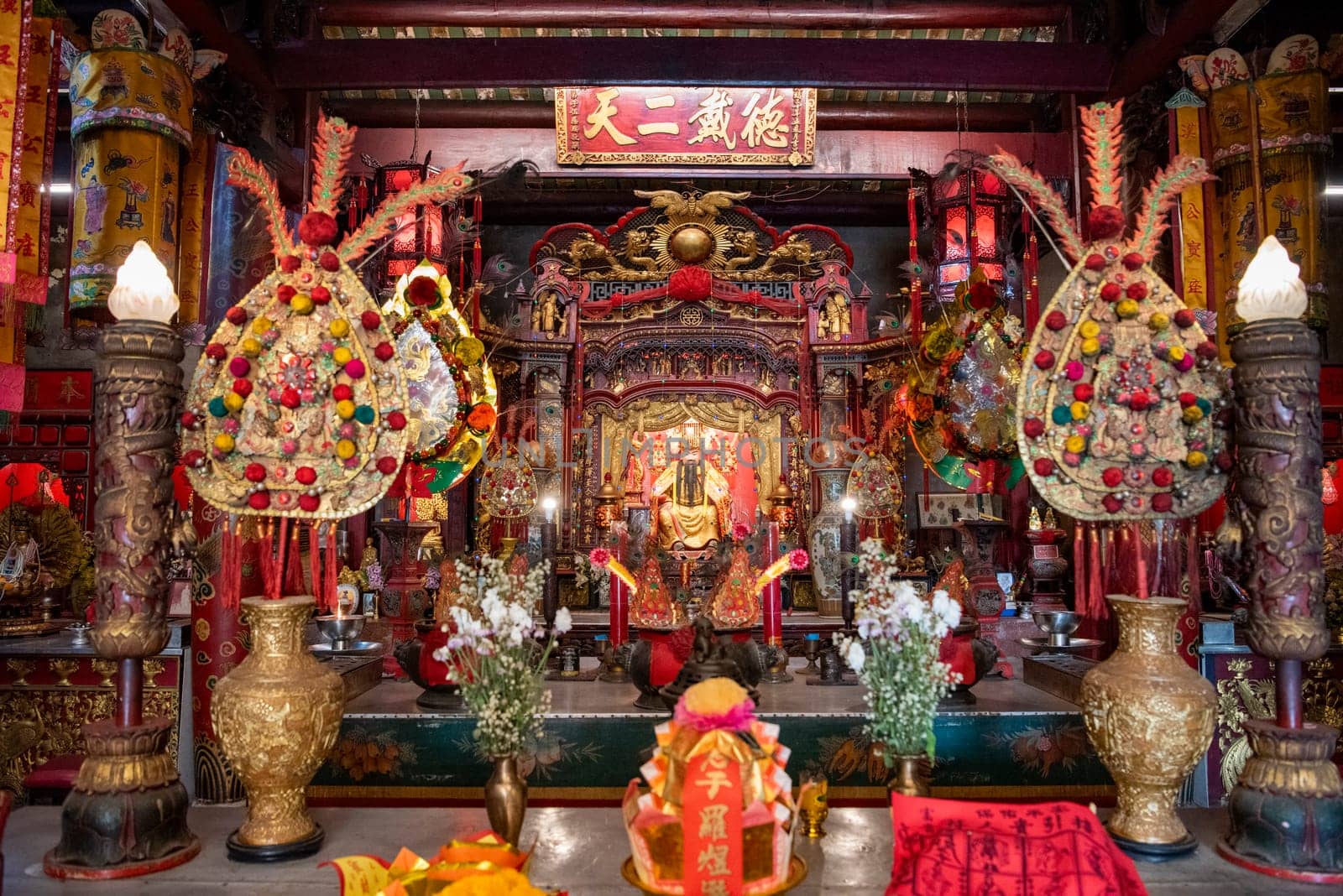 The Hon Wong Kung Chinese Shrine in China Town in City of Bangkok in Thailand.  Thailand, Bangkok, November, 5, 2024.