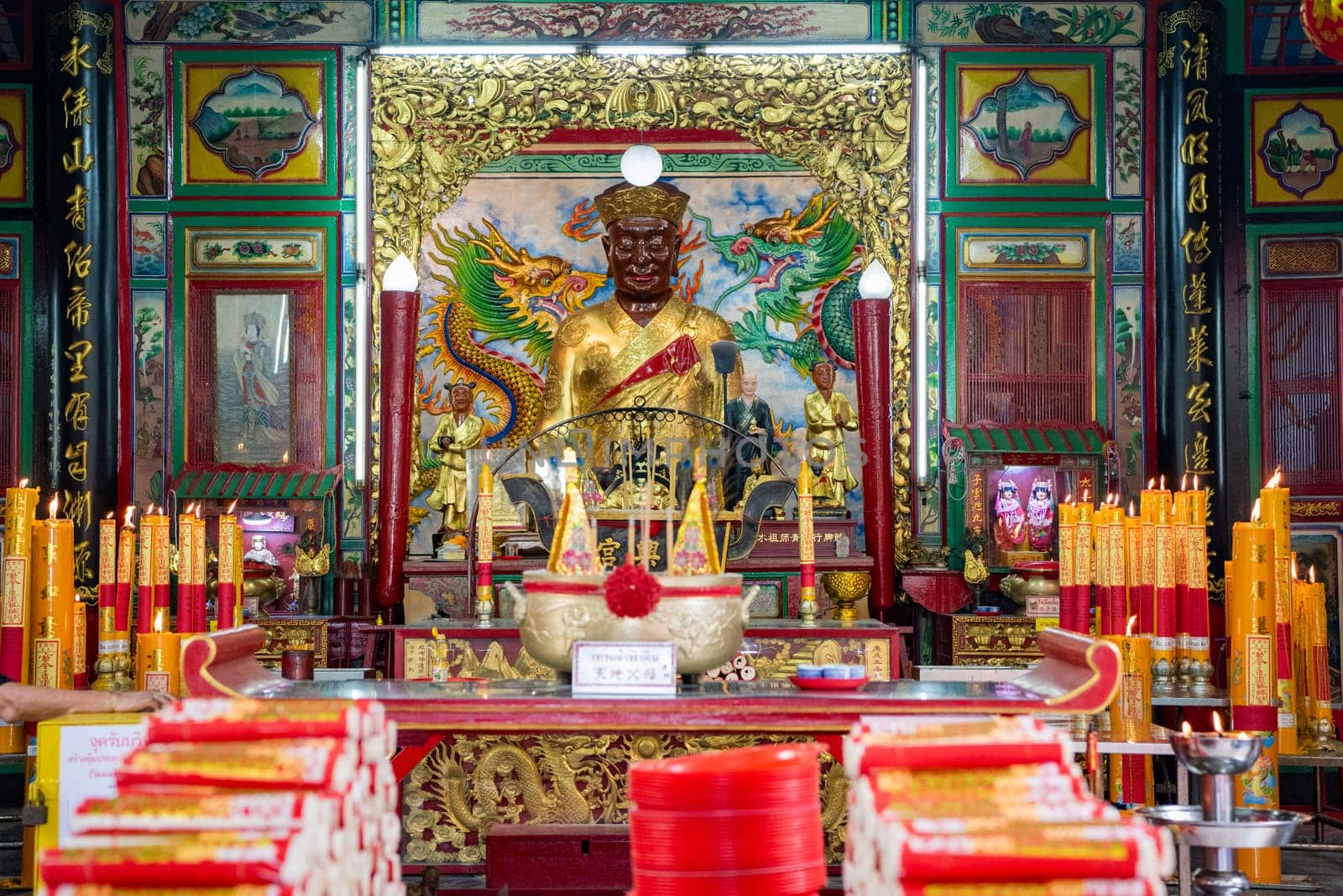 The Chow Sue Kong Chinese Shrine in China Town in City of Bangkok in Thailand.  Thailand, Bangkok, November, 5, 2024.