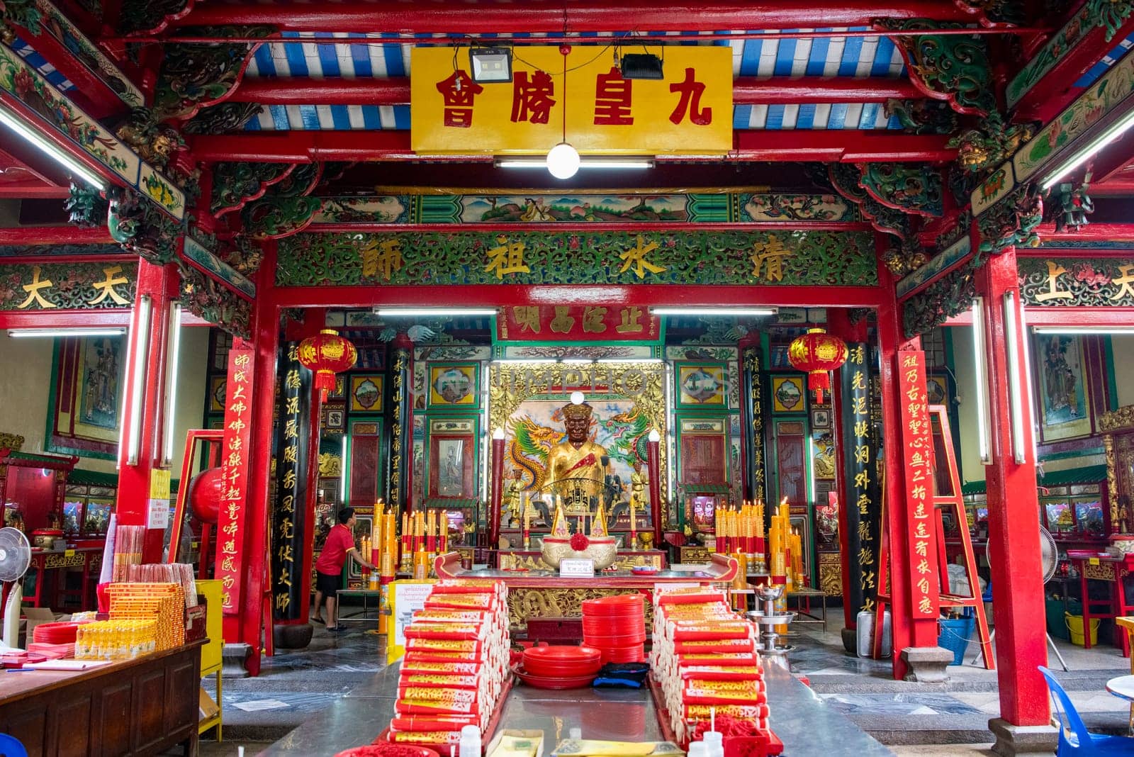 The Chow Sue Kong Chinese Shrine in China Town in City of Bangkok in Thailand.  Thailand, Bangkok, November, 5, 2024.