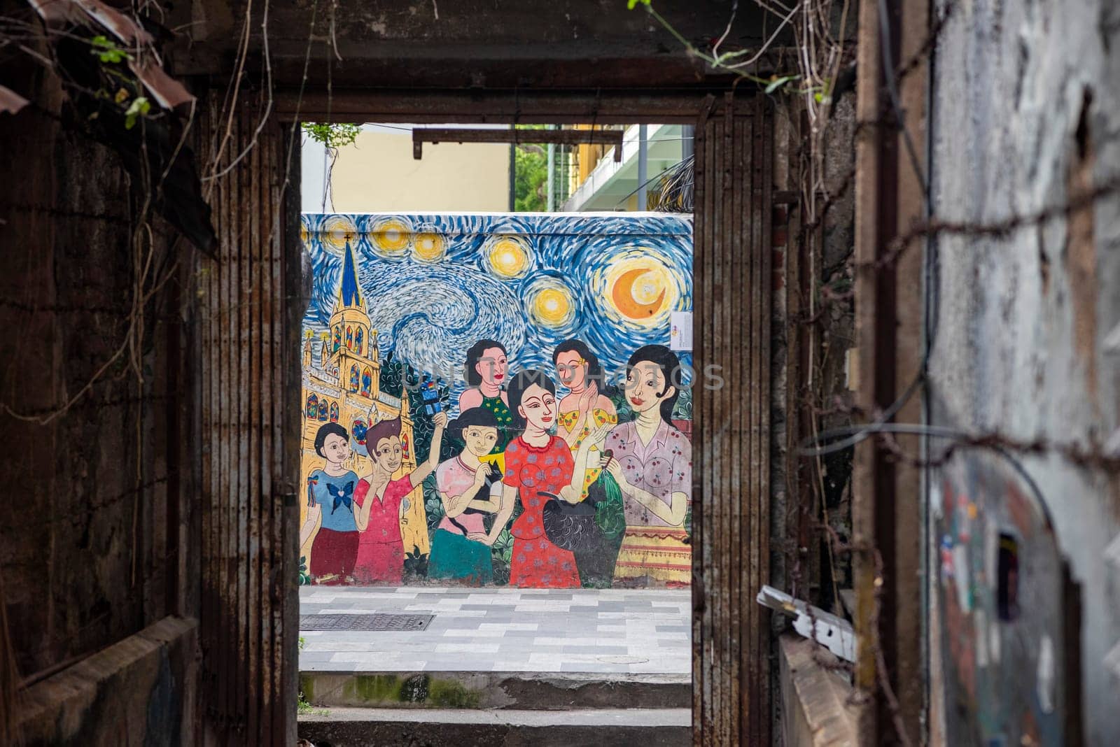 Street art and Paintings on a alley in Talat Noi at China Town in City of Bangkok in Thailand.  Thailand, Bangkok, November, 5, 2024.