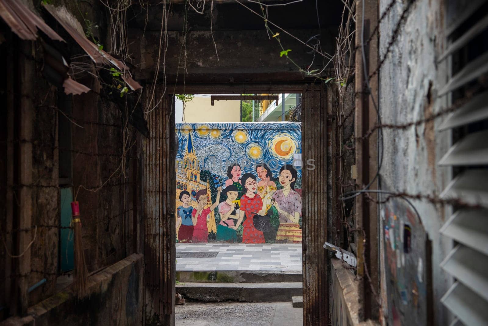 Street art and Paintings on a alley in Talat Noi at China Town in City of Bangkok in Thailand.  Thailand, Bangkok, November, 5, 2024.