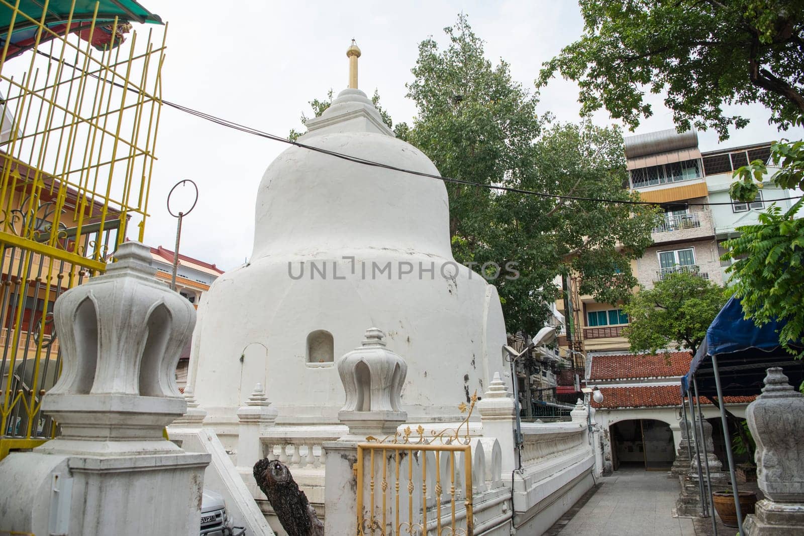 Chedi at Wat Kan Matuyaram in China Town in City of Bangkok in Thailand.  Thailand, Bangkok, November, 5, 2024.