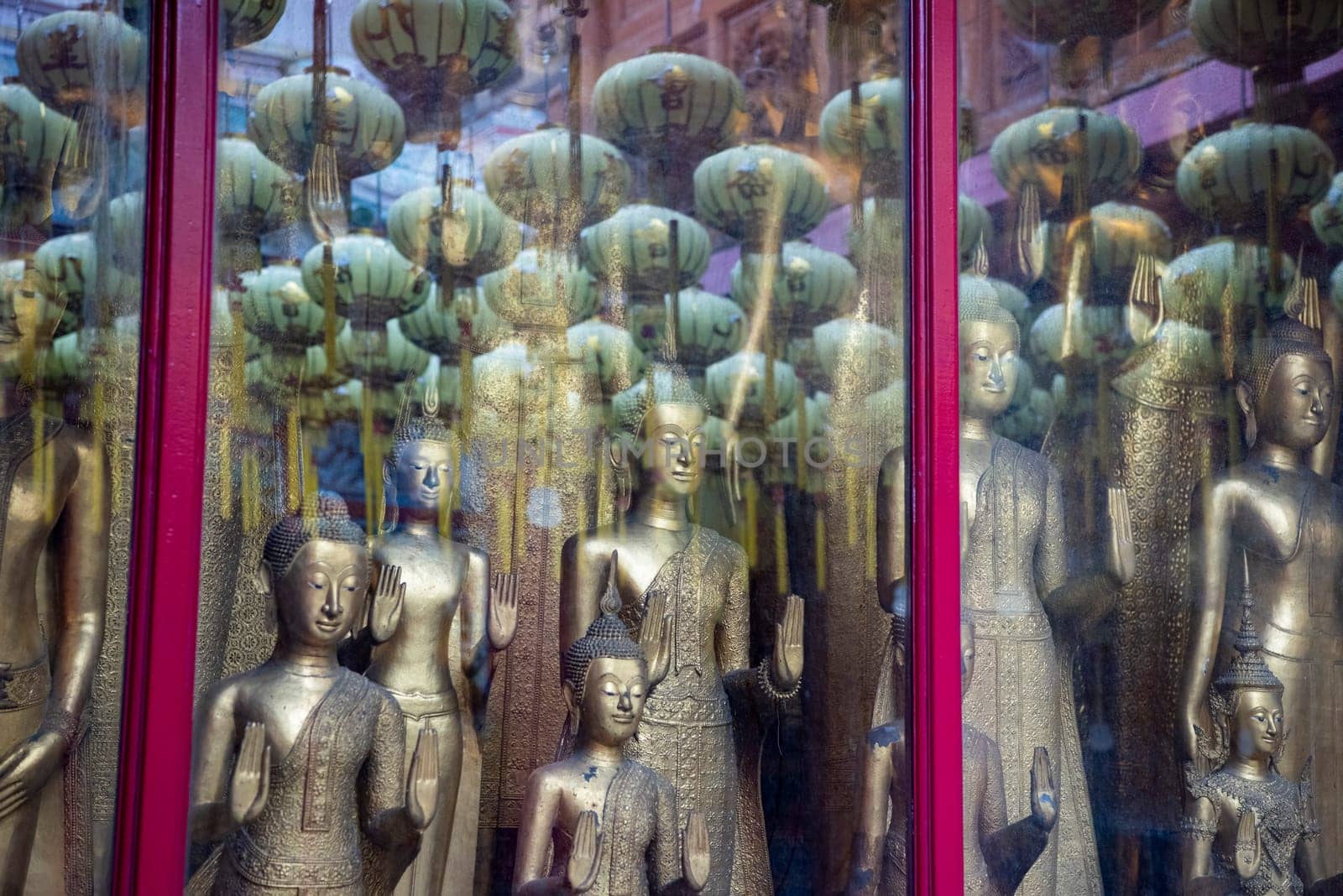 Inside the Wat Mangkon Kamalawat in China Town in City of Bangkok in Thailand.  Thailand, Bangkok, November, 5, 2024.