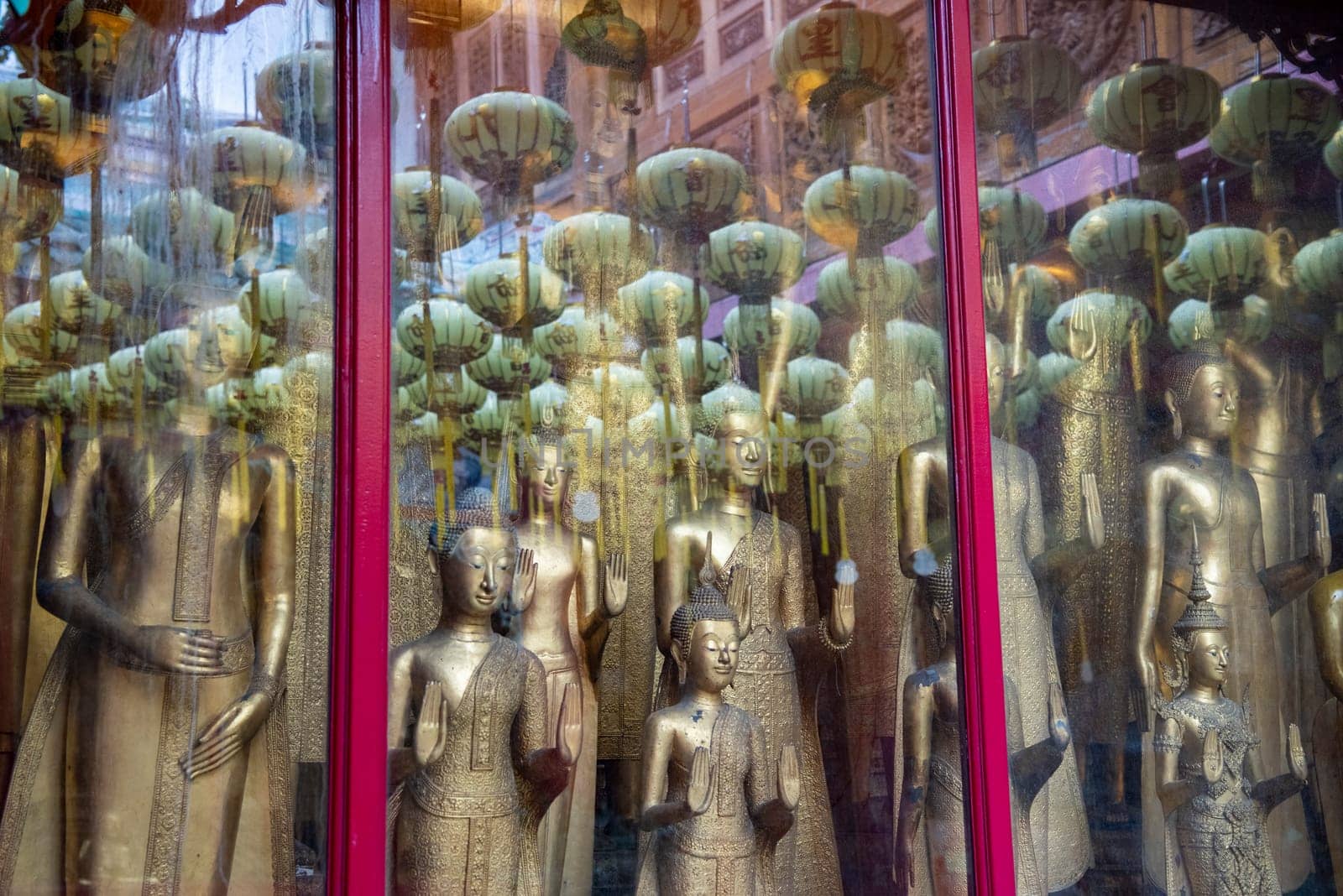 Inside the Wat Mangkon Kamalawat in China Town in City of Bangkok in Thailand.  Thailand, Bangkok, November, 5, 2024.