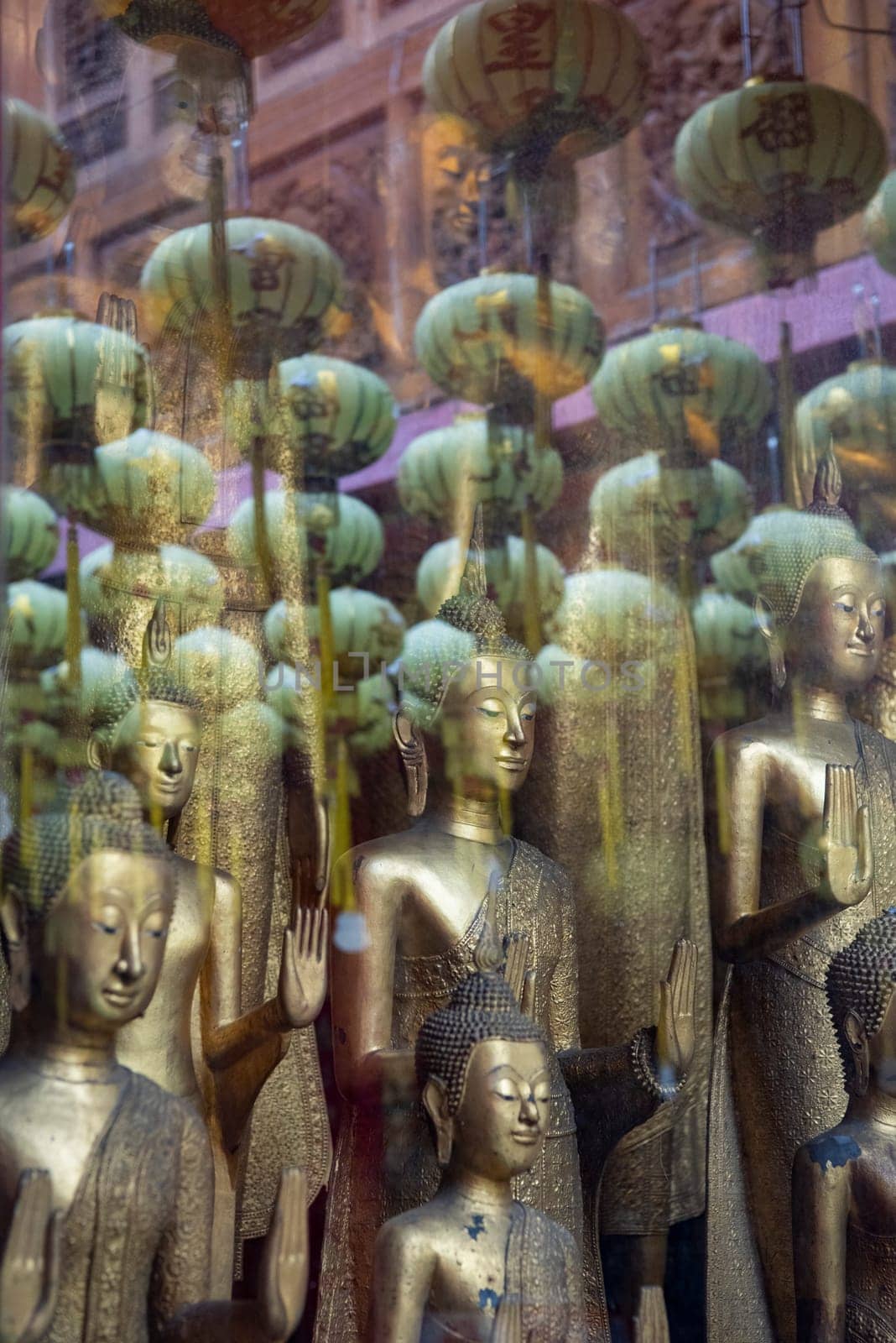 Inside the Wat Mangkon Kamalawat in China Town in City of Bangkok in Thailand.  Thailand, Bangkok, November, 5, 2024.