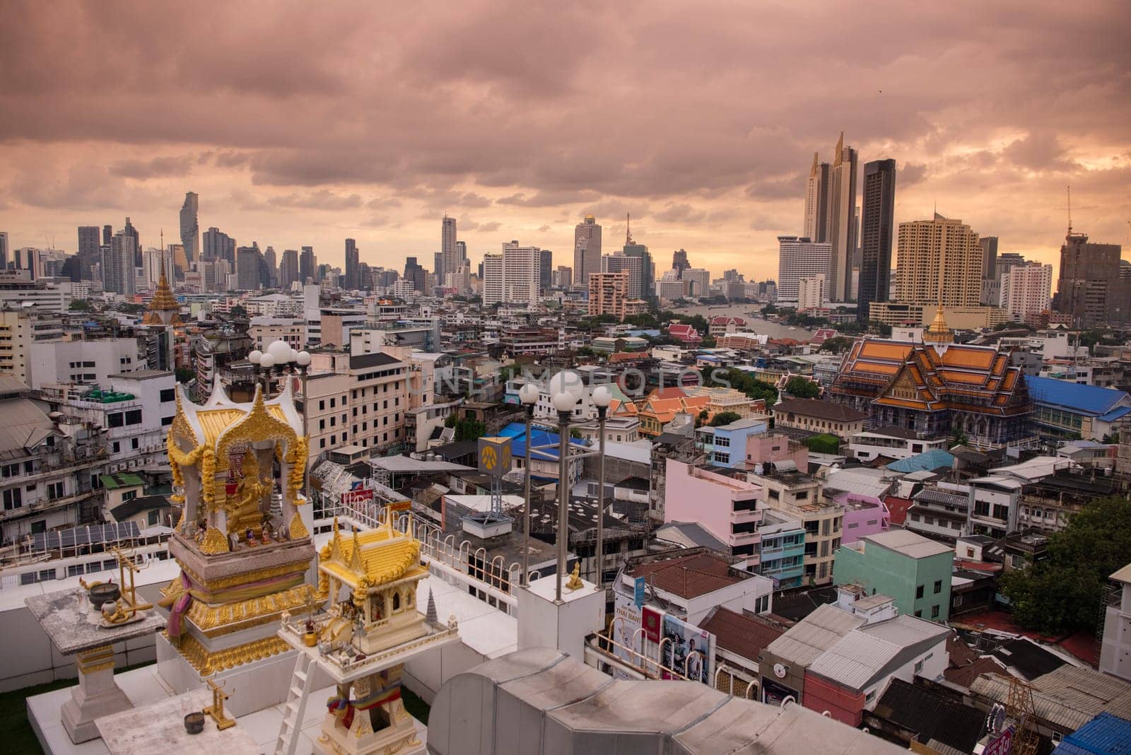 a View over the China Town with skyline in the City of Bangkok in Thailand.  Thailand, Bangkok, November, 5, 2024.
