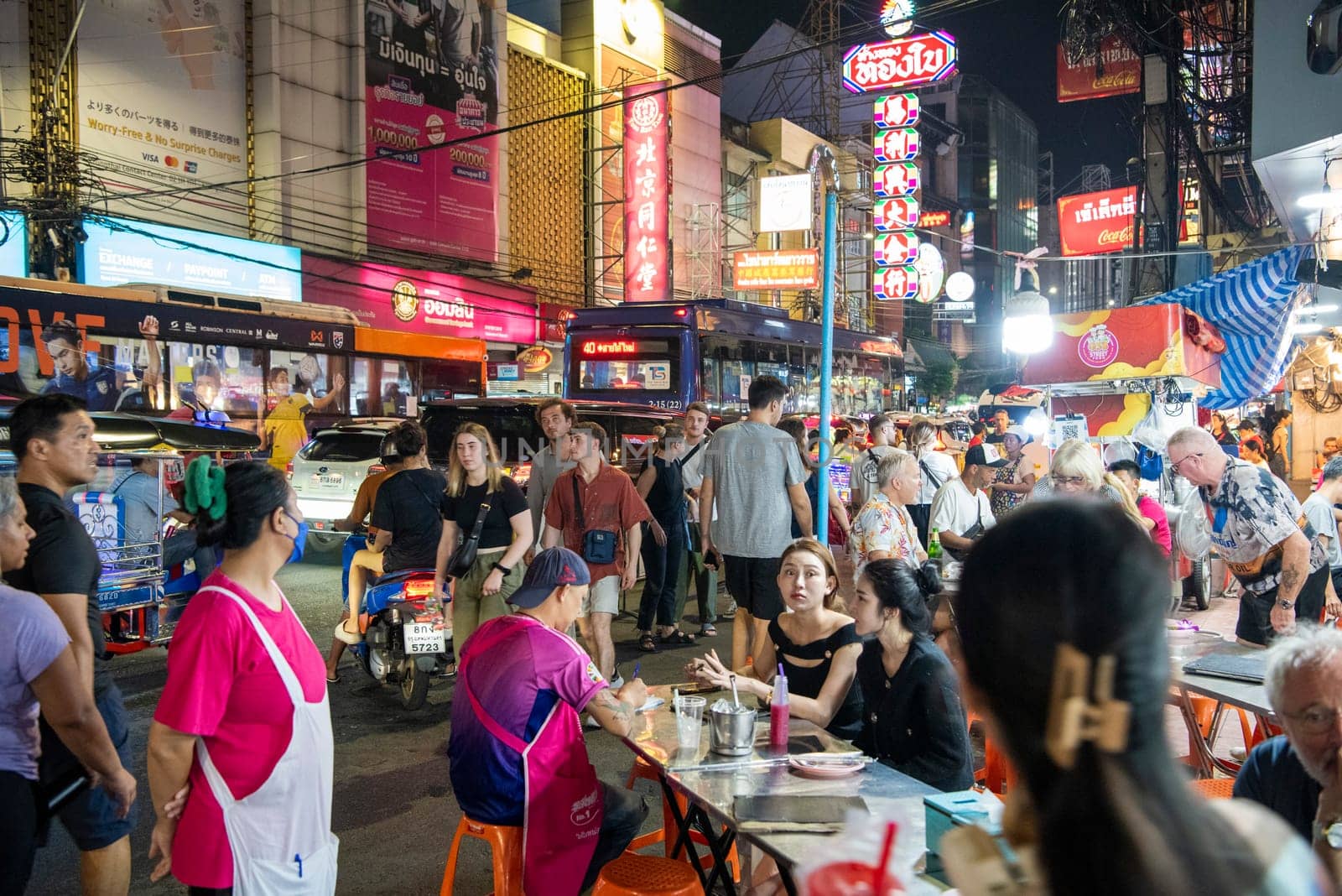 People at Night Streetmarket on Yaowarat Road in Chinatown in City of Bangkok in Thailand.  Thailand, Bangkok, November, 5, 2024.