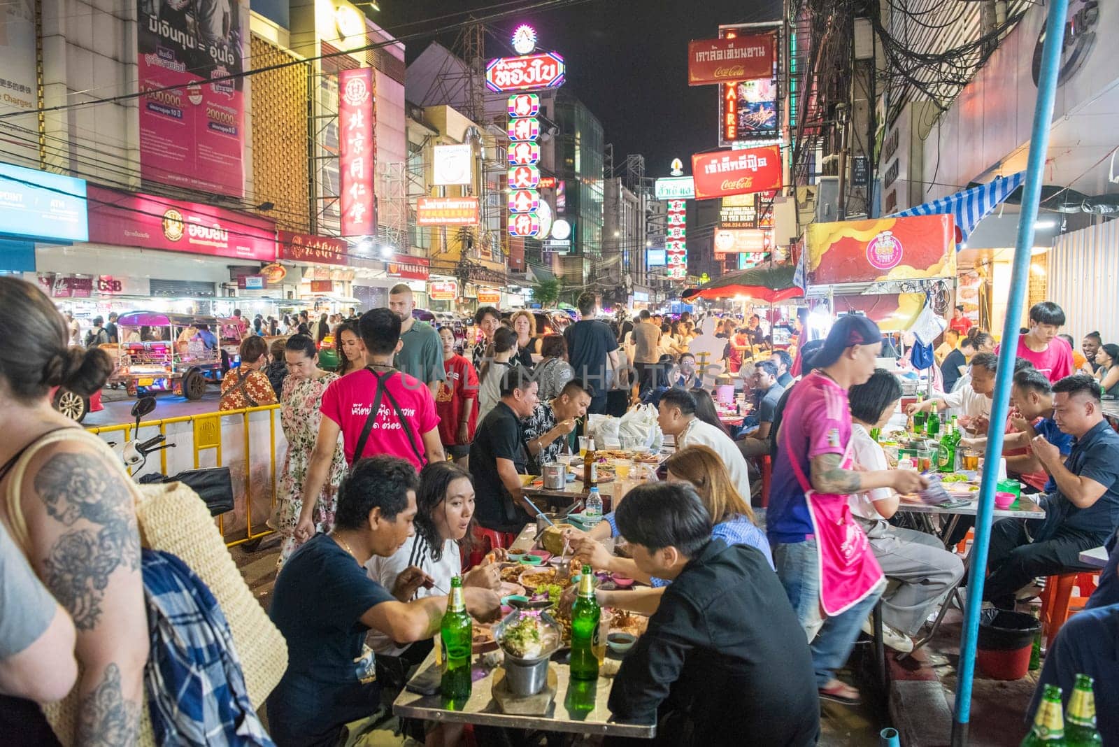 People at Night Streetmarket on Yaowarat Road in Chinatown in City of Bangkok in Thailand.  Thailand, Bangkok, November, 5, 2024.