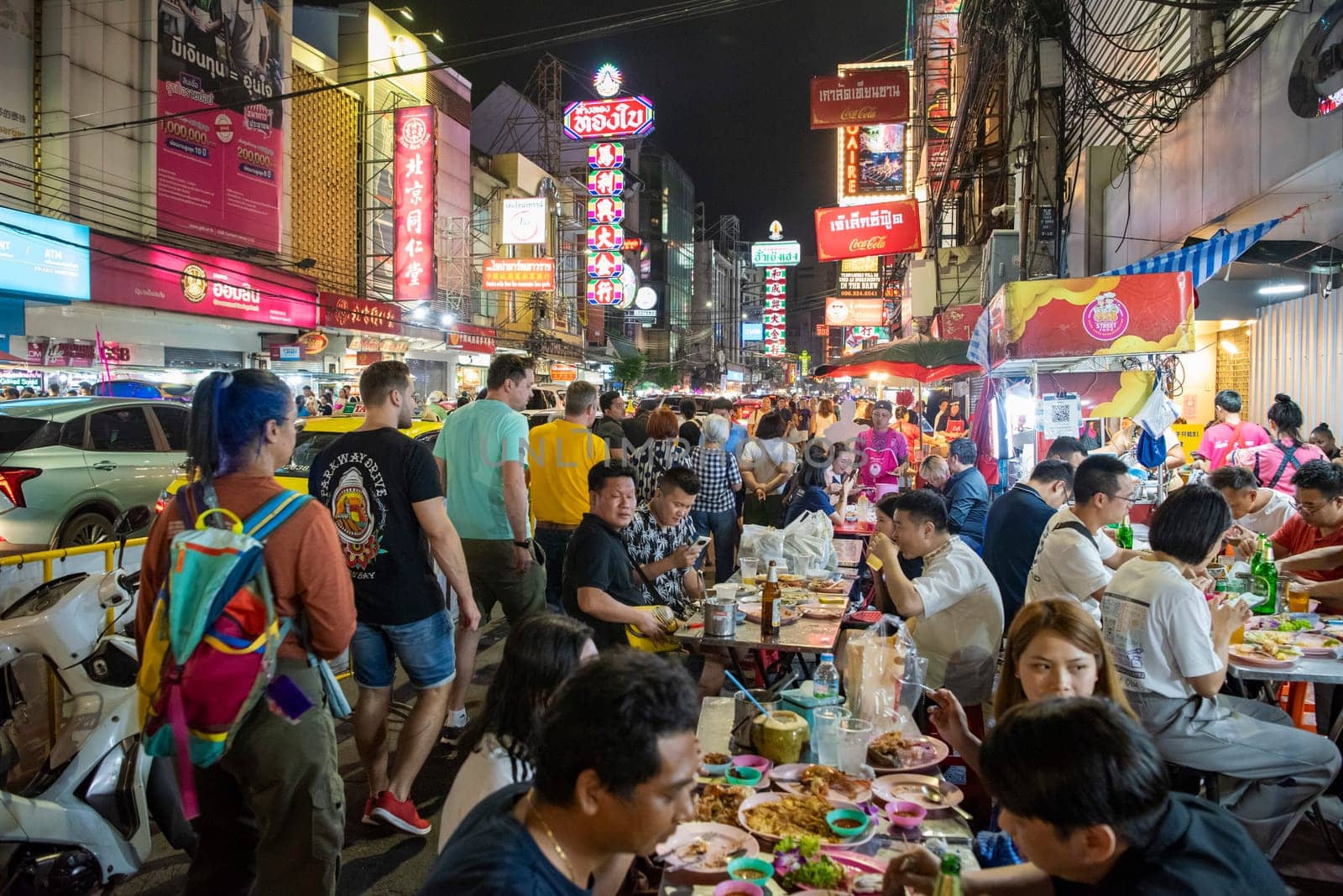 People at Night Streetmarket on Yaowarat Road in Chinatown in City of Bangkok in Thailand.  Thailand, Bangkok, November, 5, 2024.