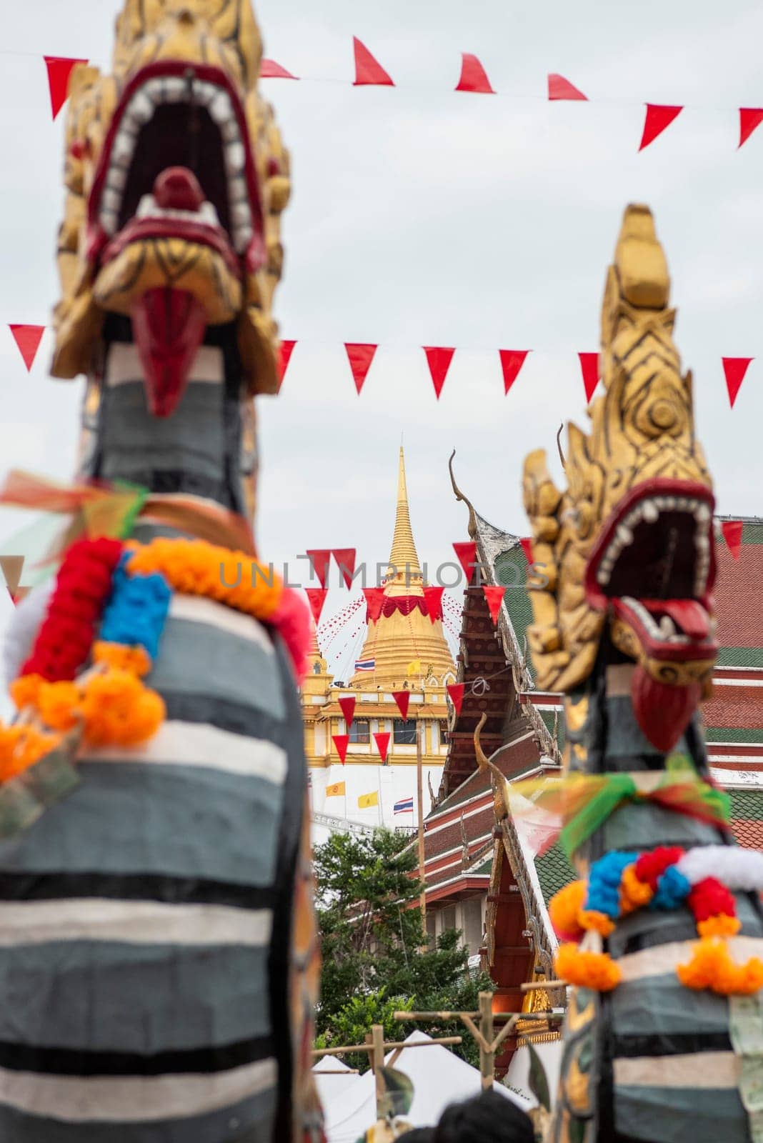 Opening Ceremony on Golden Mount at Wat Saket Festival Fair in Bangkok in Thailand.  Thailand, Bangkok, November, 8, 2024.