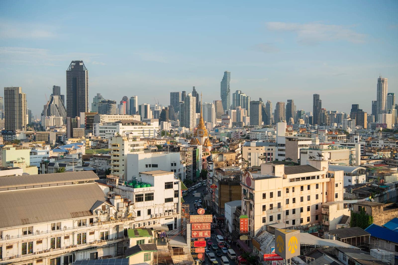 a View over the China Town with skyline in the City of Bangkok in Thailand.  Thailand, Bangkok, November, 5, 2024.