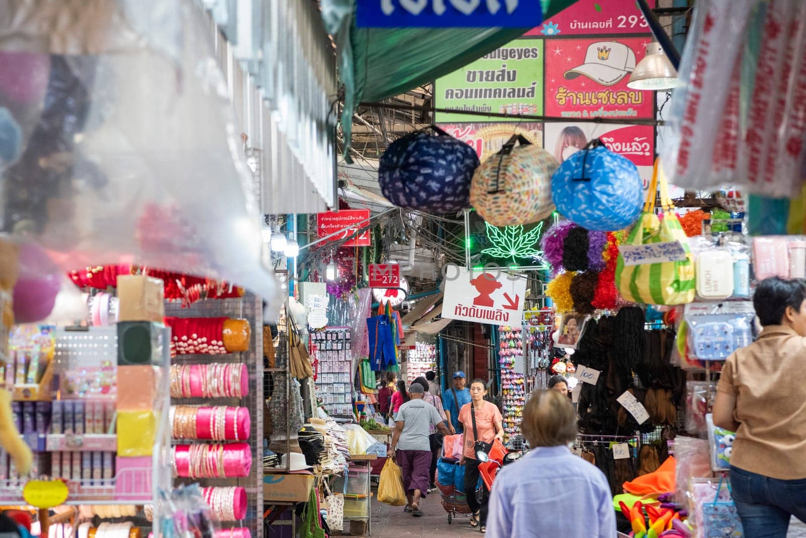 The alley of Sampheng Market Line in the City of Bangkok in Thailand.  Thailand, Bangkok, November, 7, 2024.
