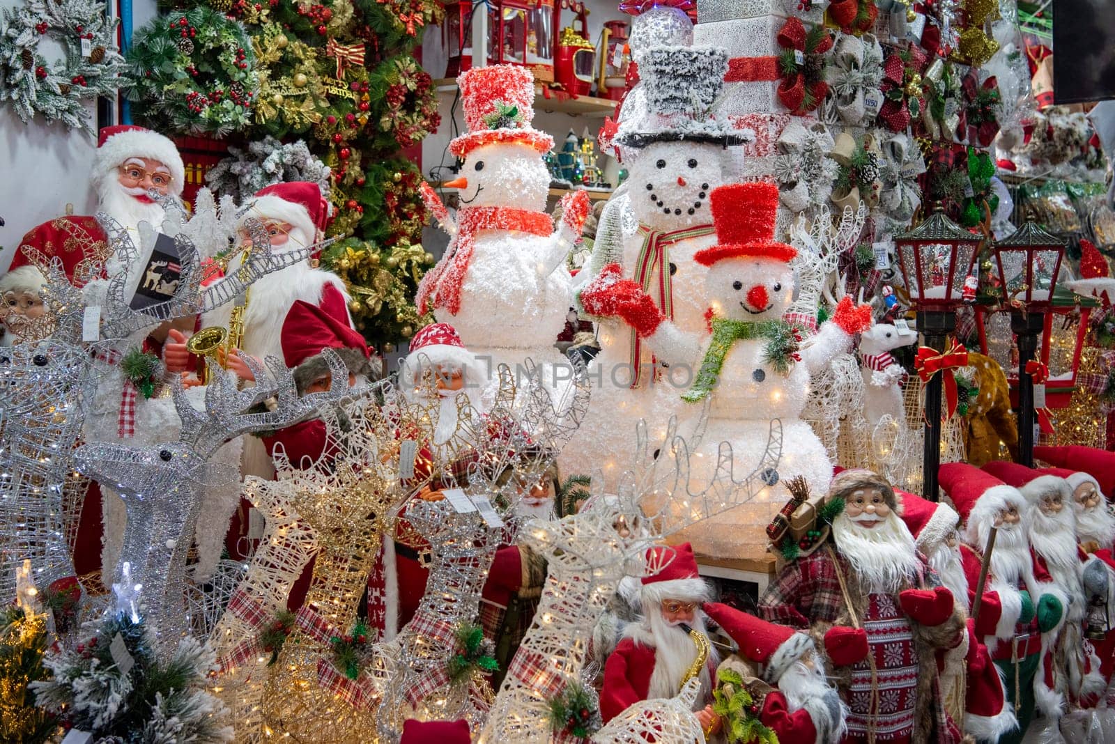 Christmas Decorations at Sampheng Market Line in the City of Bangkok in Thailand.  Thailand, Bangkok, November, 7, 2024.