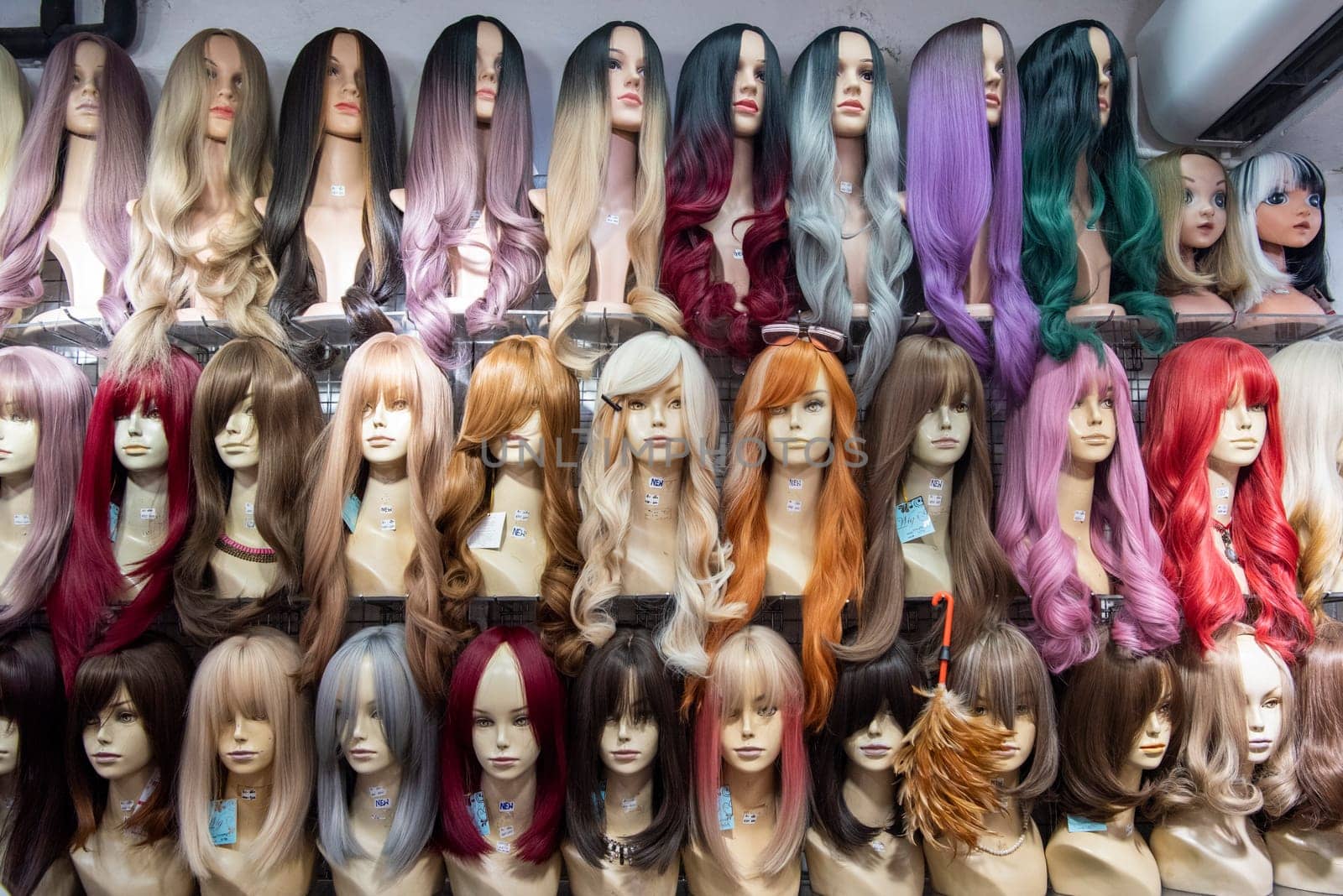 a Hair shop at Sampheng Market Line in the City of Bangkok in Thailand.  Thailand, Bangkok, November, 7, 2024.