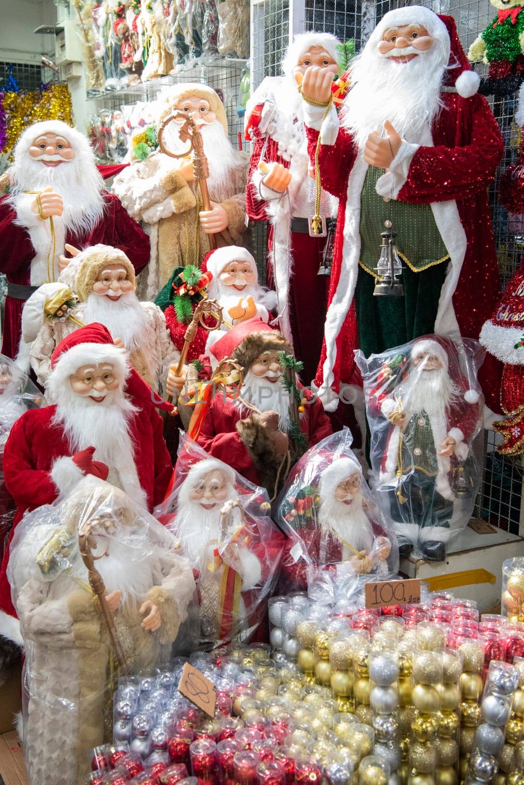Christmas Decorations at Sampheng Market Line in the City of Bangkok in Thailand.  Thailand, Bangkok, November, 7, 2024.