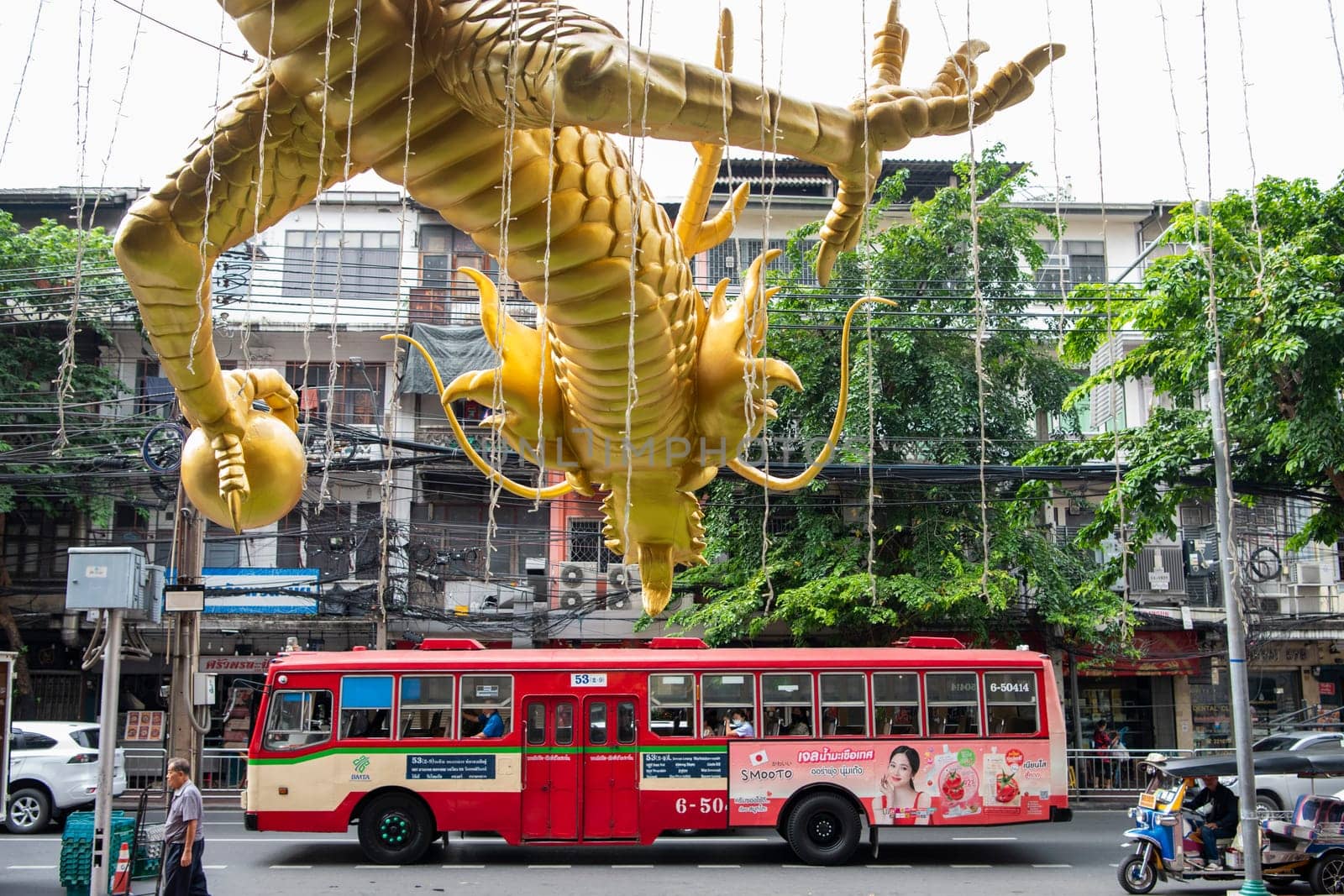 Dragon at a Shopping centre in Chinatown in City of Bangkok in Thailand.  Thailand, Bangkok, November, 7, 2024.