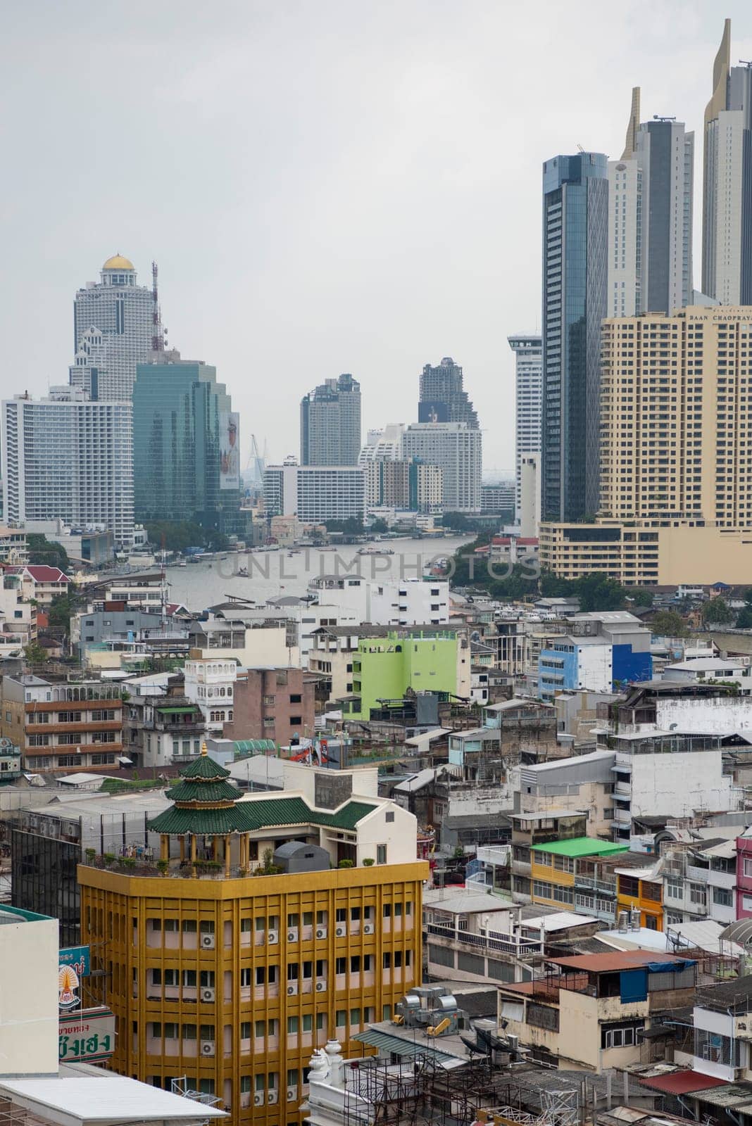 a View over the China Town with skyline in the City of Bangkok in Thailand.  Thailand, Bangkok, November, 7, 2024.