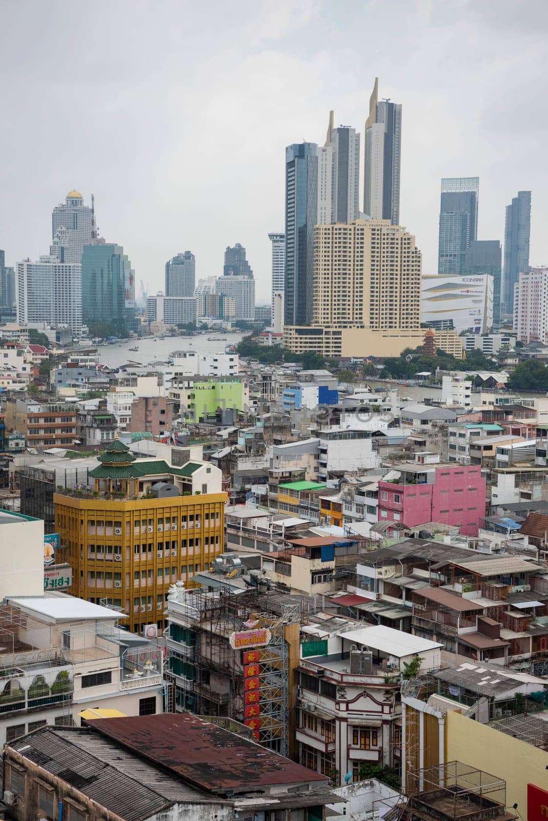 a View over the China Town with skyline in the City of Bangkok in Thailand.  Thailand, Bangkok, November, 7, 2024.