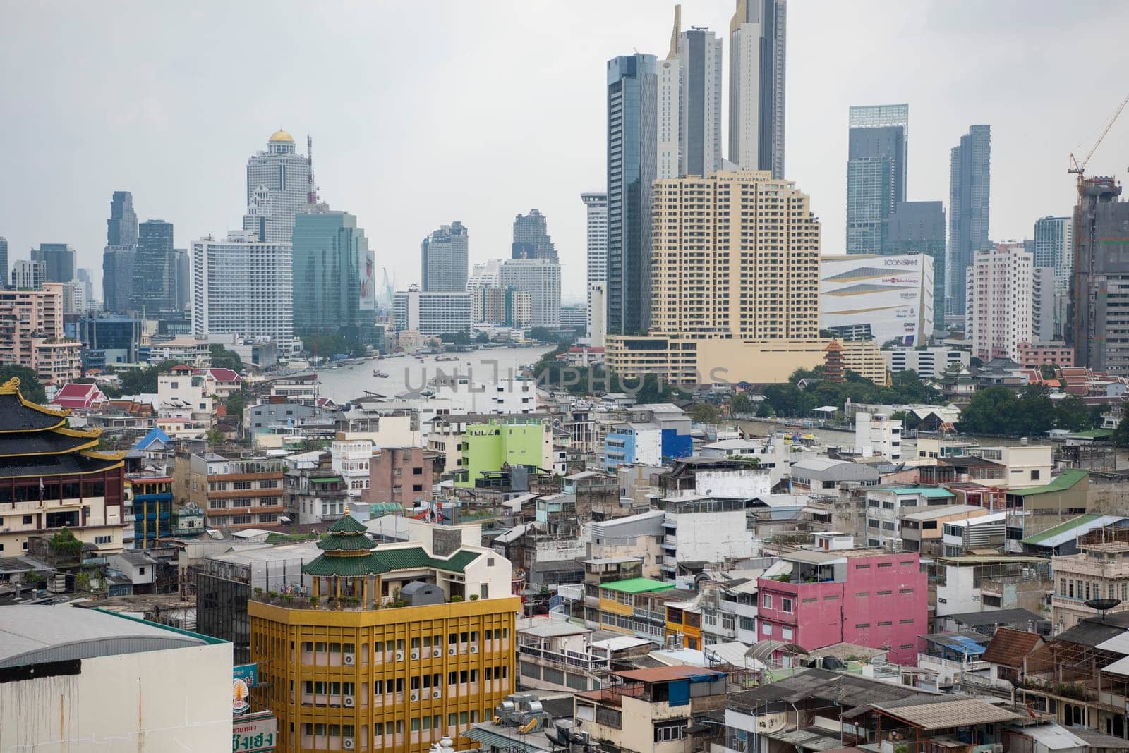 a View over the China Town with skyline in the City of Bangkok in Thailand.  Thailand, Bangkok, November, 7, 2024.