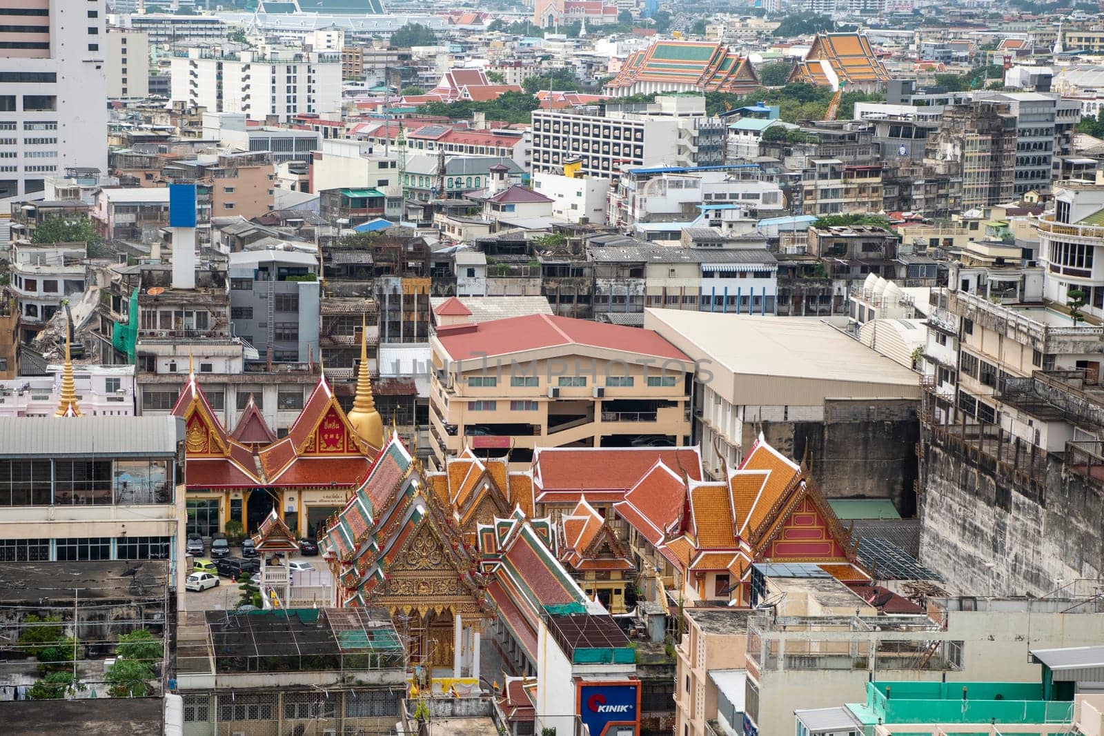 a view with Wat Chai Chana Songkhram or Wat Tuek in China Town with skyline in Ciity of Bangkok in Thailand.   Thailand, Bangkok, November, 7, 2024.