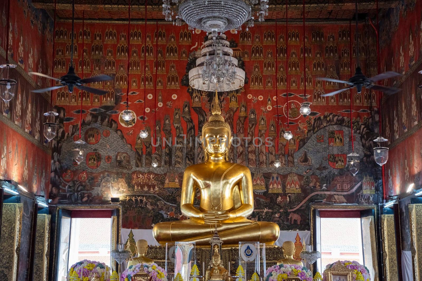 Buddha Inside the Wat Saket in Banglamphu in the City of Bangkok in Thailand.  Thailand, Bangkok, November, 7, 2024.