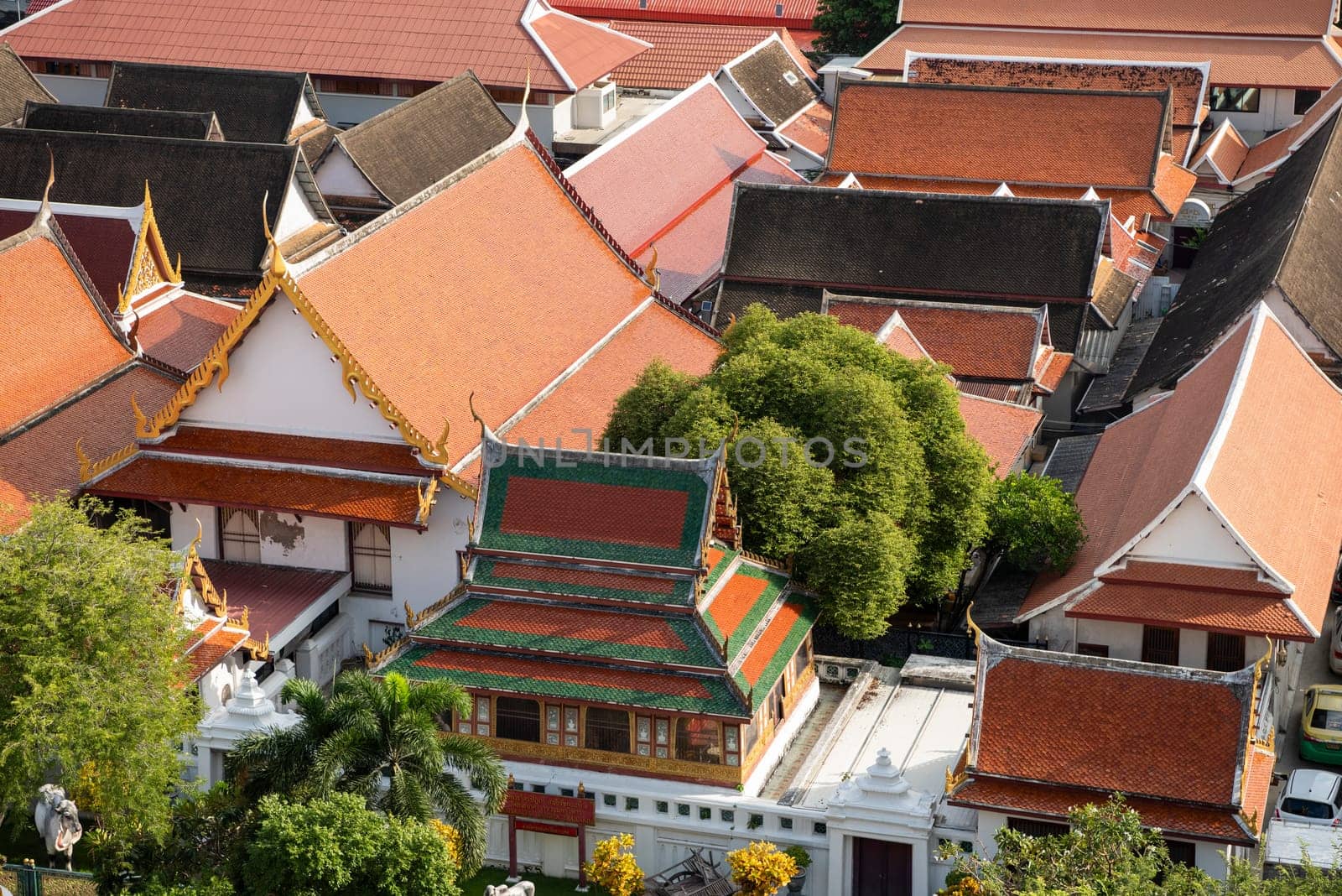 a view of Wat Saket in Banglamphu in the City of Bangkok in Thailand.  Thailand, Bangkok, November, 7, 2024.