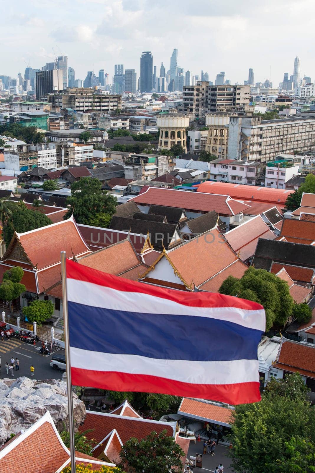 a view of Wat Saket in Banglamphu in the City of Bangkok in Thailand.  Thailand, Bangkok, November, 7, 2024.