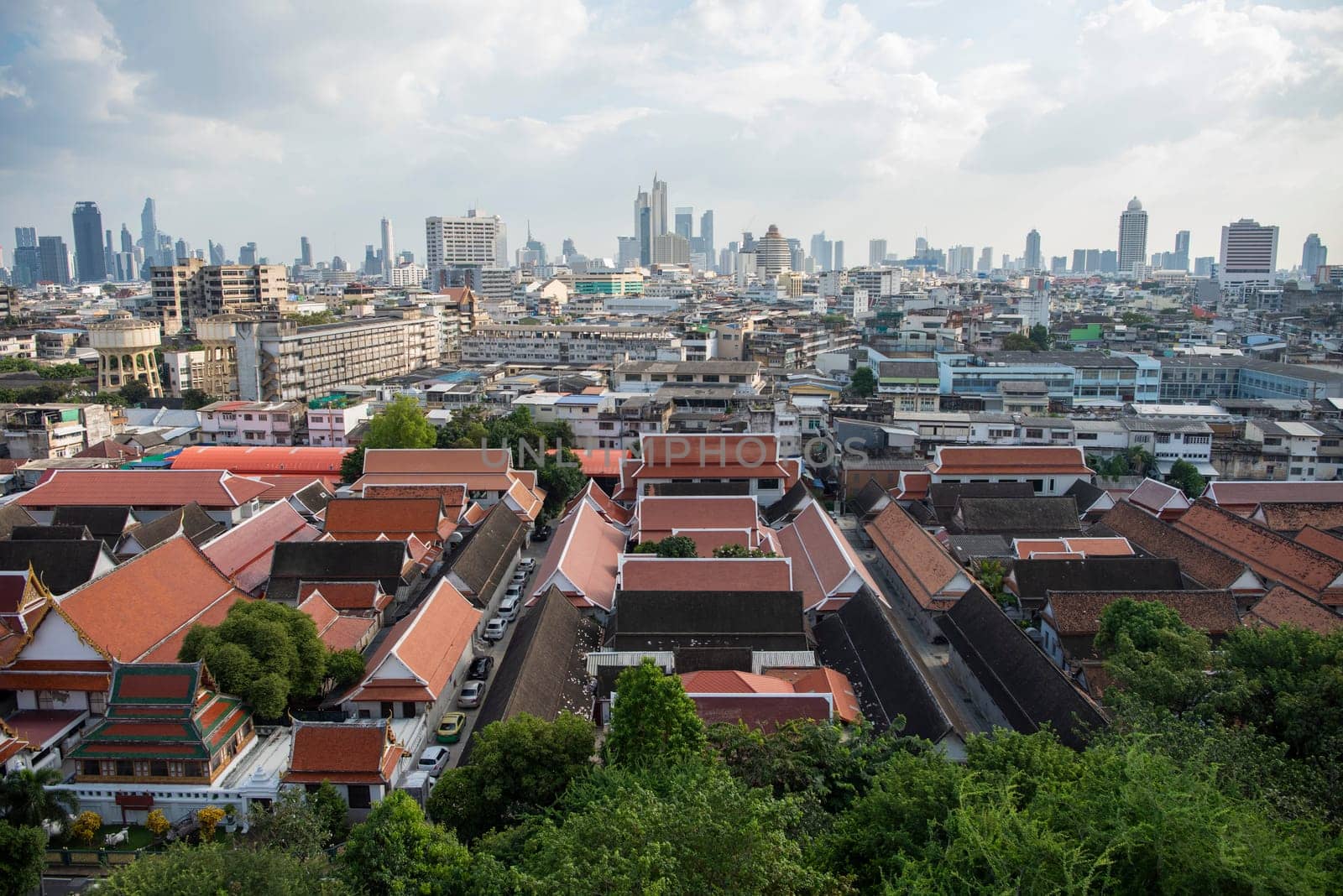 a view of Wat Saket in Banglamphu in the City of Bangkok in Thailand.  Thailand, Bangkok, November, 7, 2024.