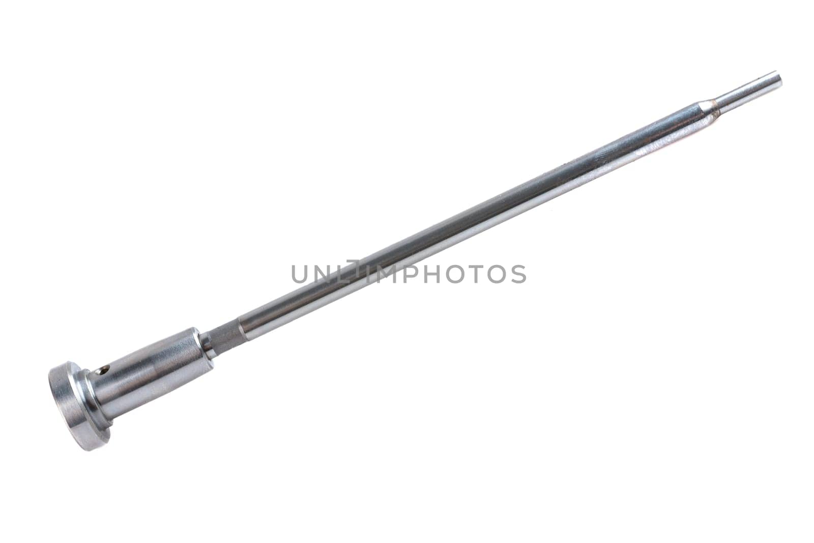 Single automotive control valve isolated on white background. Car part used in fuel or fluid regulation. Perfect for shop or catalog display.