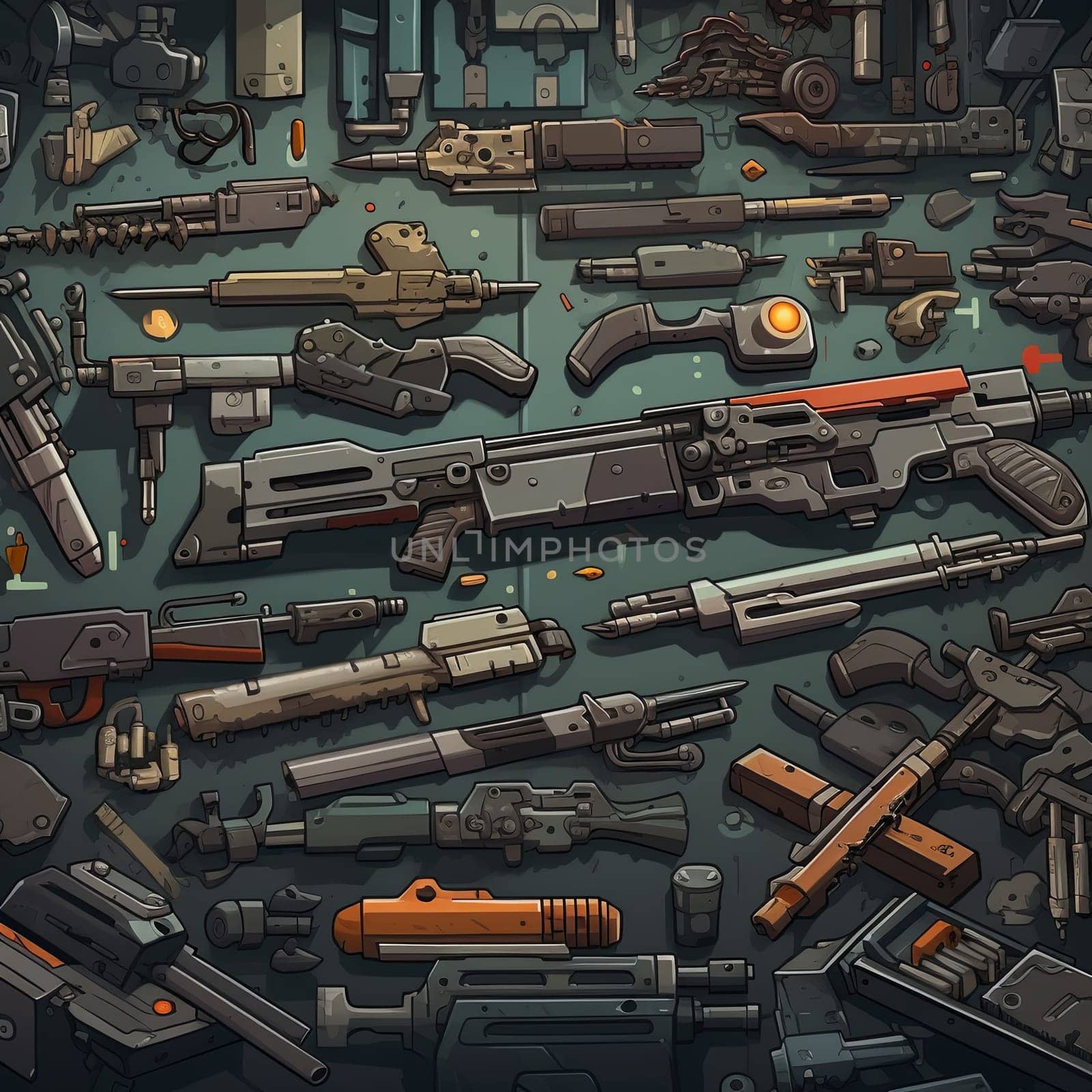 Explore a stunning collection of futuristic firearms featuring a variety of sci-fi weapons and advanced ammunition. Ideal for enhancing high-tech visuals in gaming or action projects.