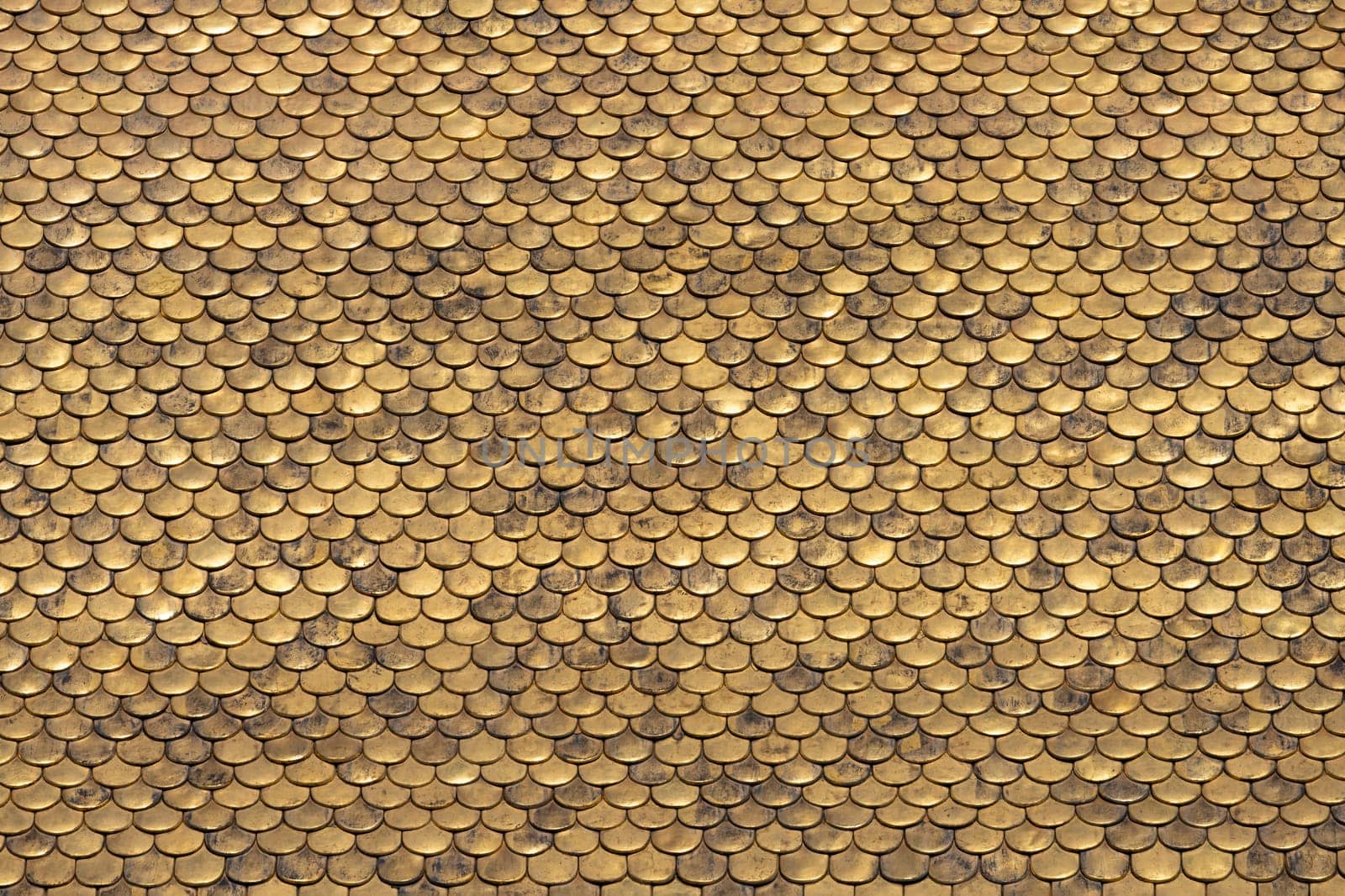 Abstract pattern with golden roof tiles
