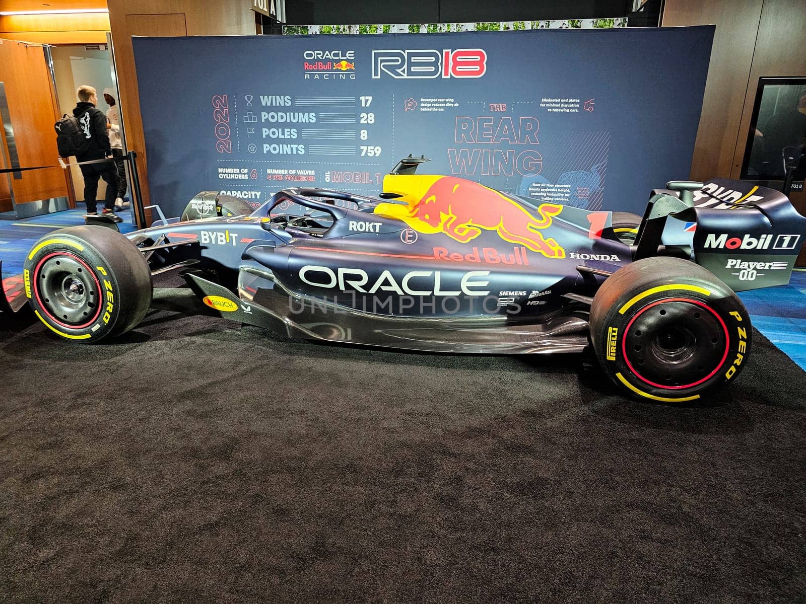Toronto, ON Canada - 02.23.2024: Sleek Formula 1 Racing Car Displayed for Automotive Enthusiasts and Motorsport Fans Alike