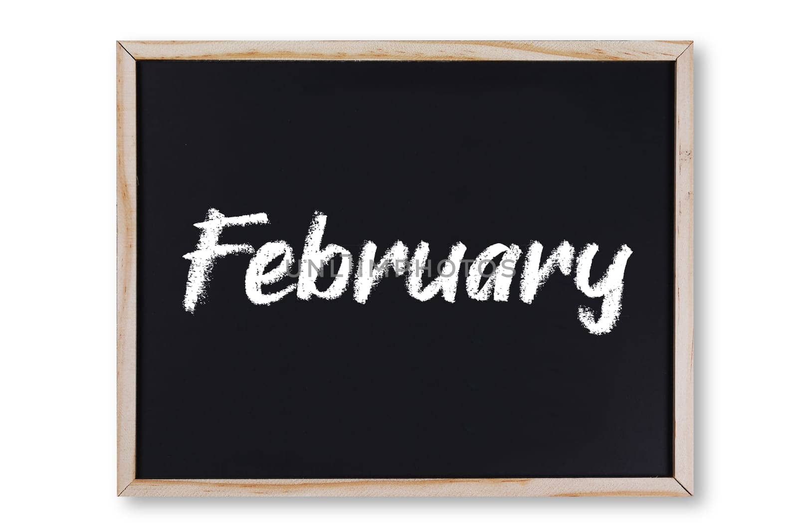 A February word in chalk on chalkboard with clipping path to remove shadow