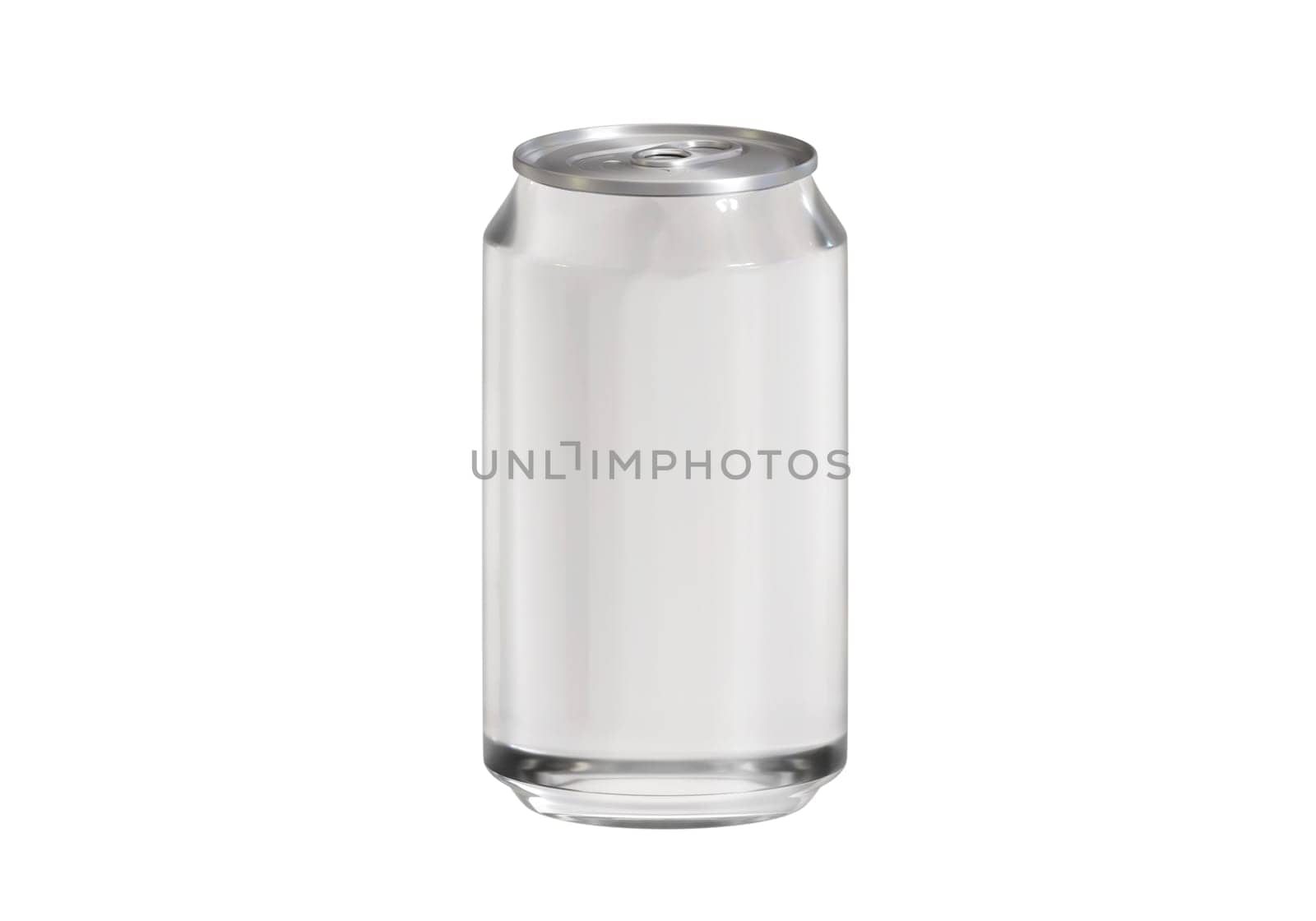 Mockup of transparent aluminum bottle with liquid without logo