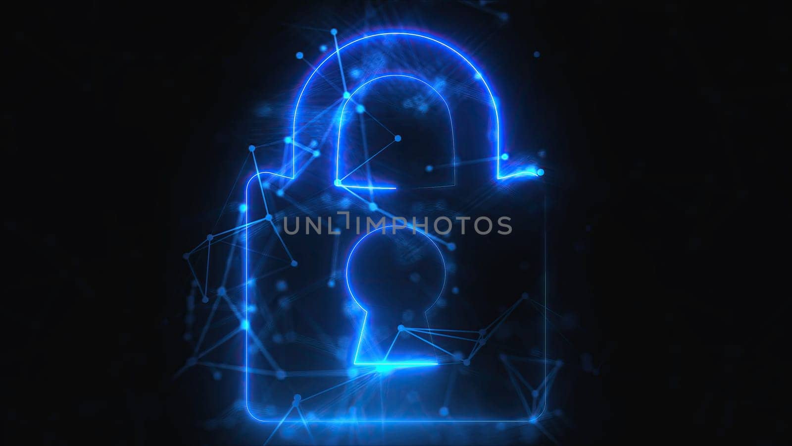 Digital lock with connection dots. Computer generated 3d render